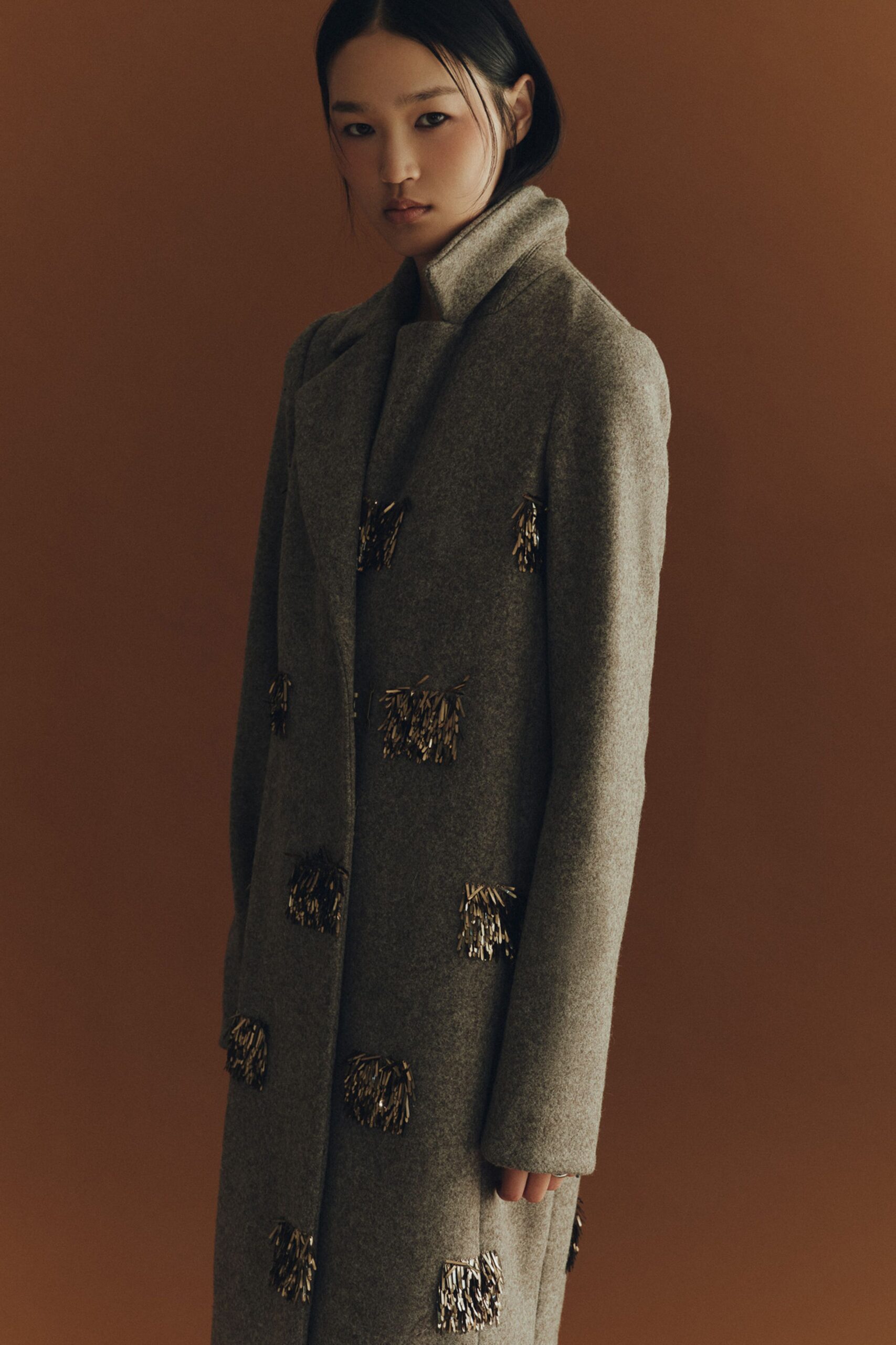 fitted gray wool coat