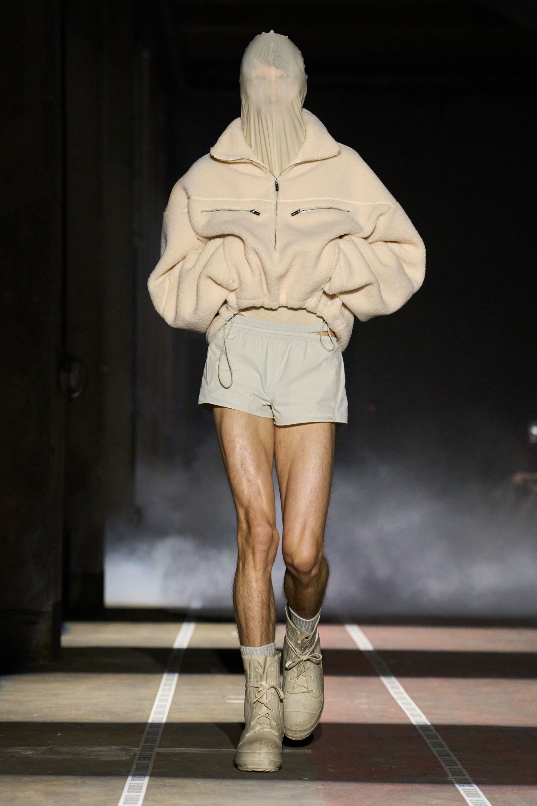beige oversized hoodie with shorts