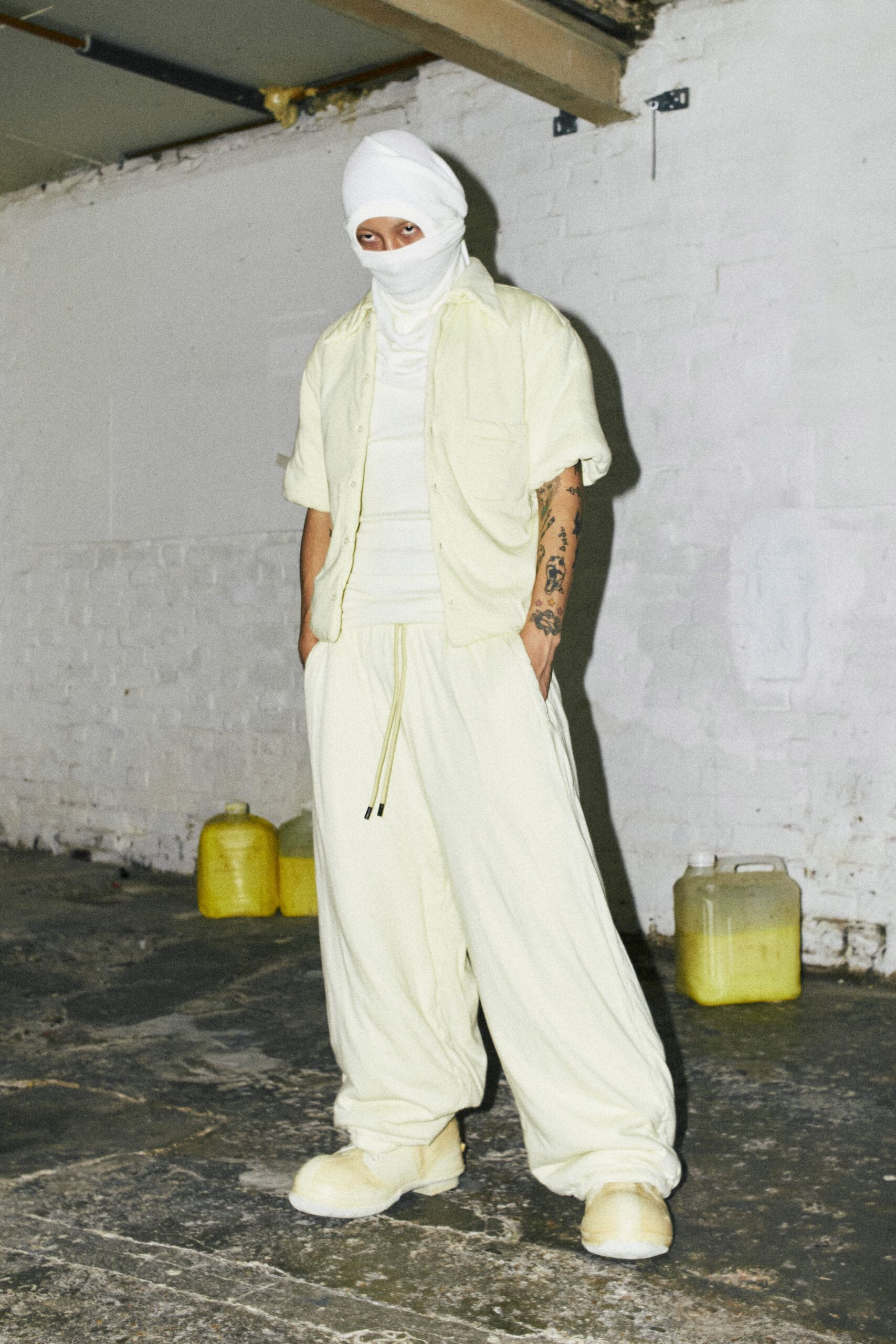 light yellow relaxed shirt and pants