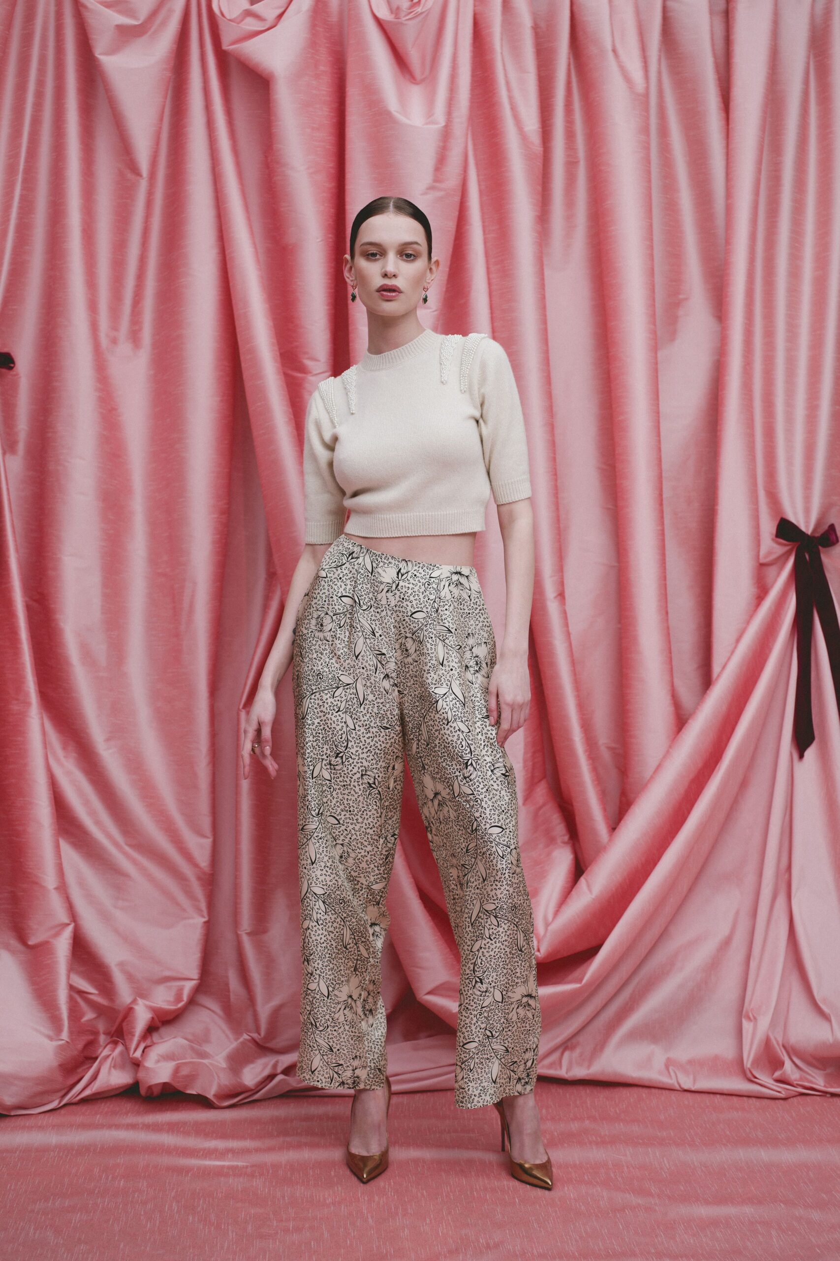 multi silk relaxed wide-leg pants