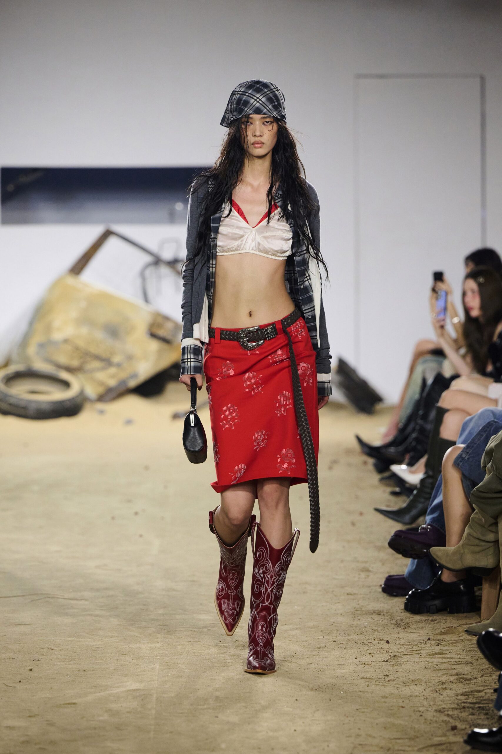 red leather embroidered boots