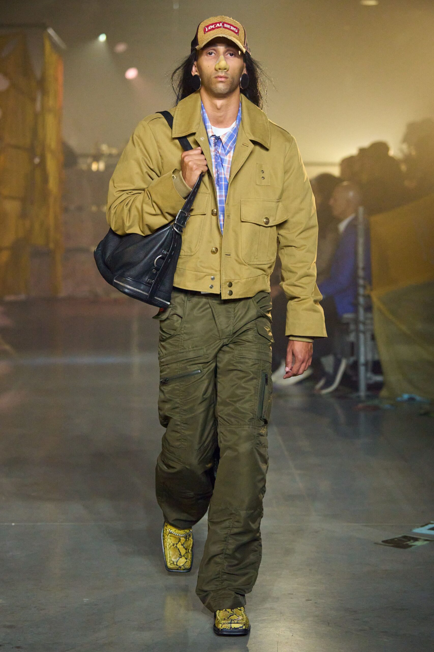 green cotton relaxed cargo pants