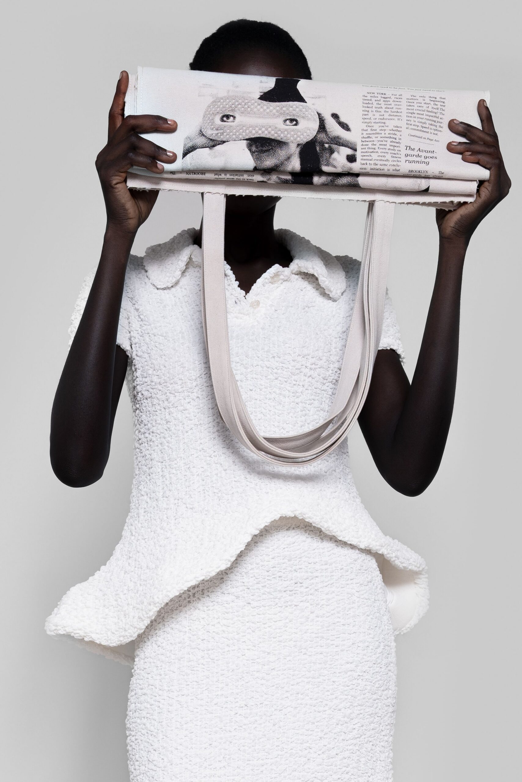 white tweed top and skirt