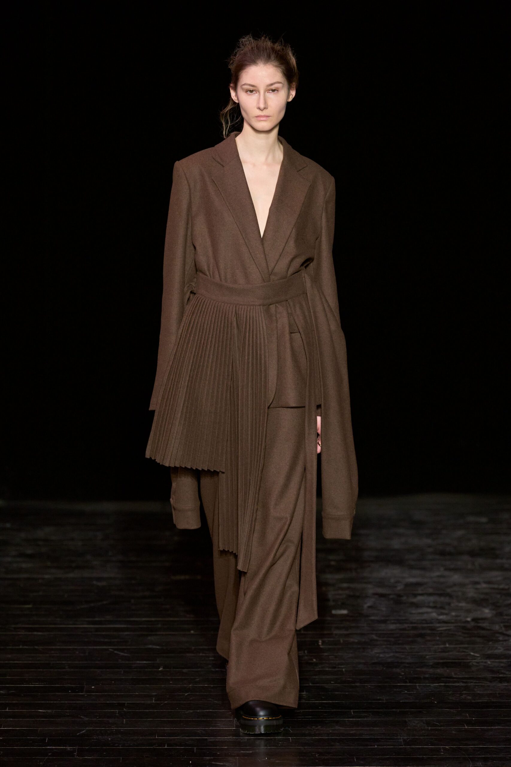 brown tailored wool suit