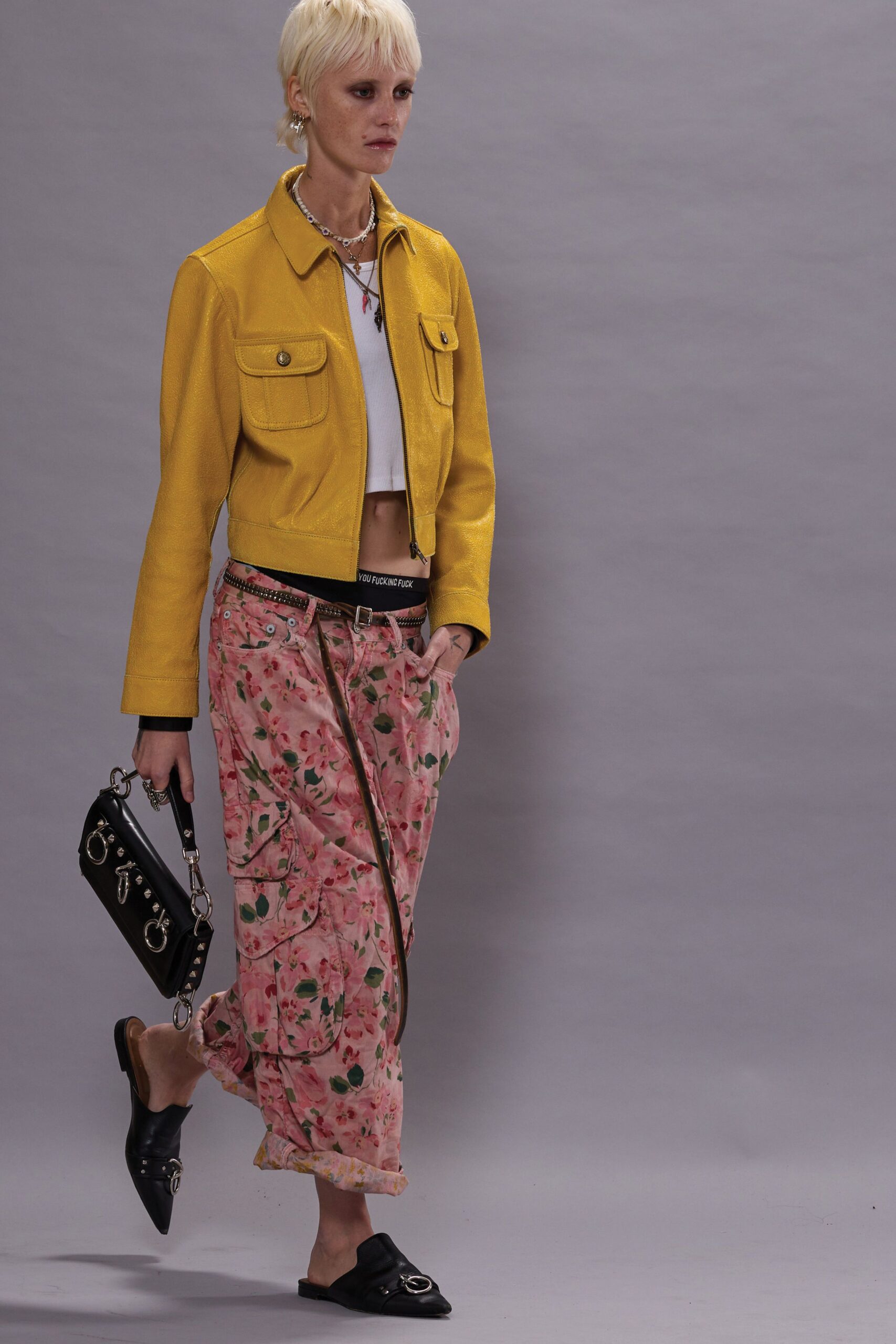 pink cotton relaxed flared printed pants