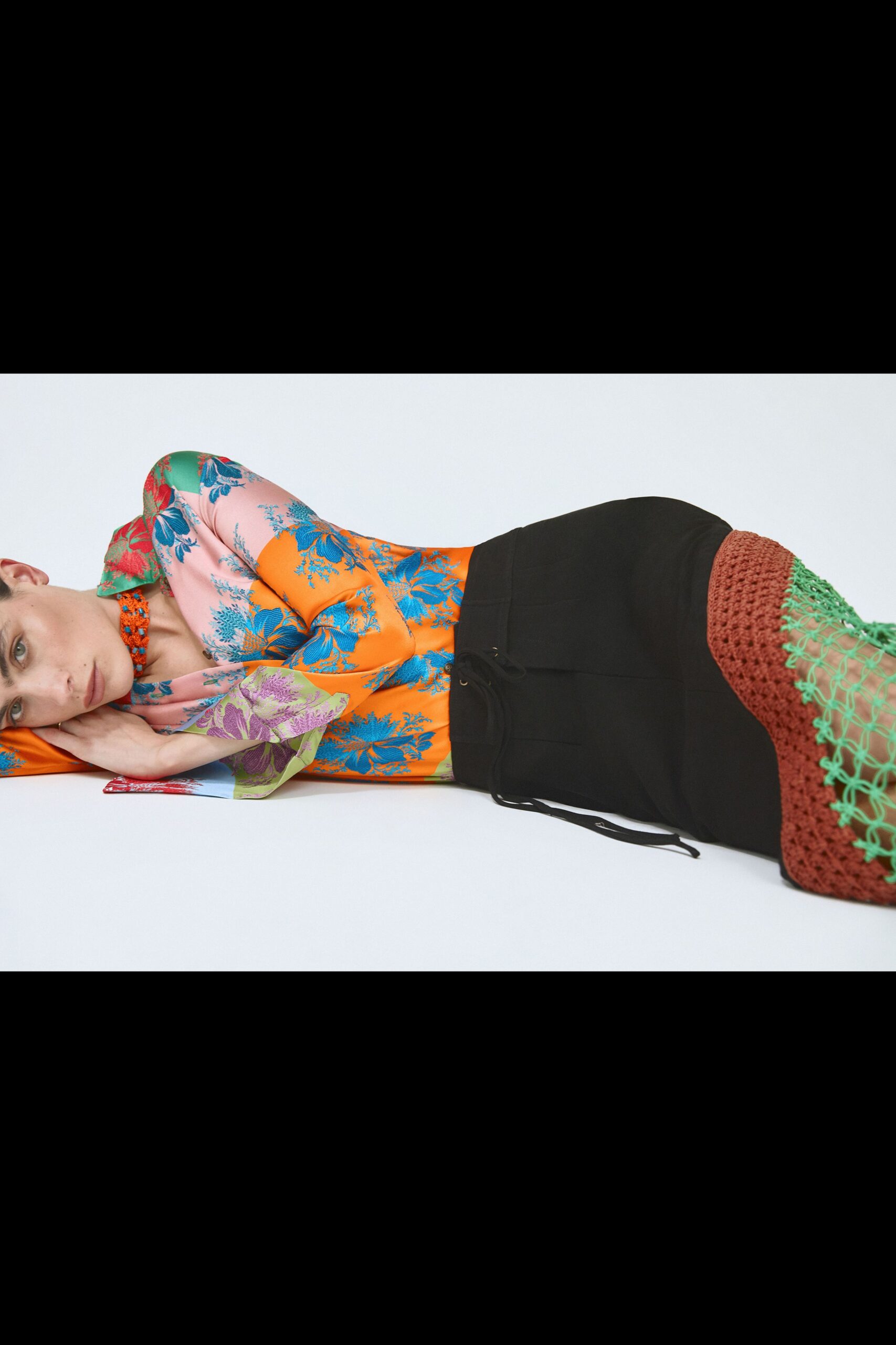 floral bodysuit and pencil skirt