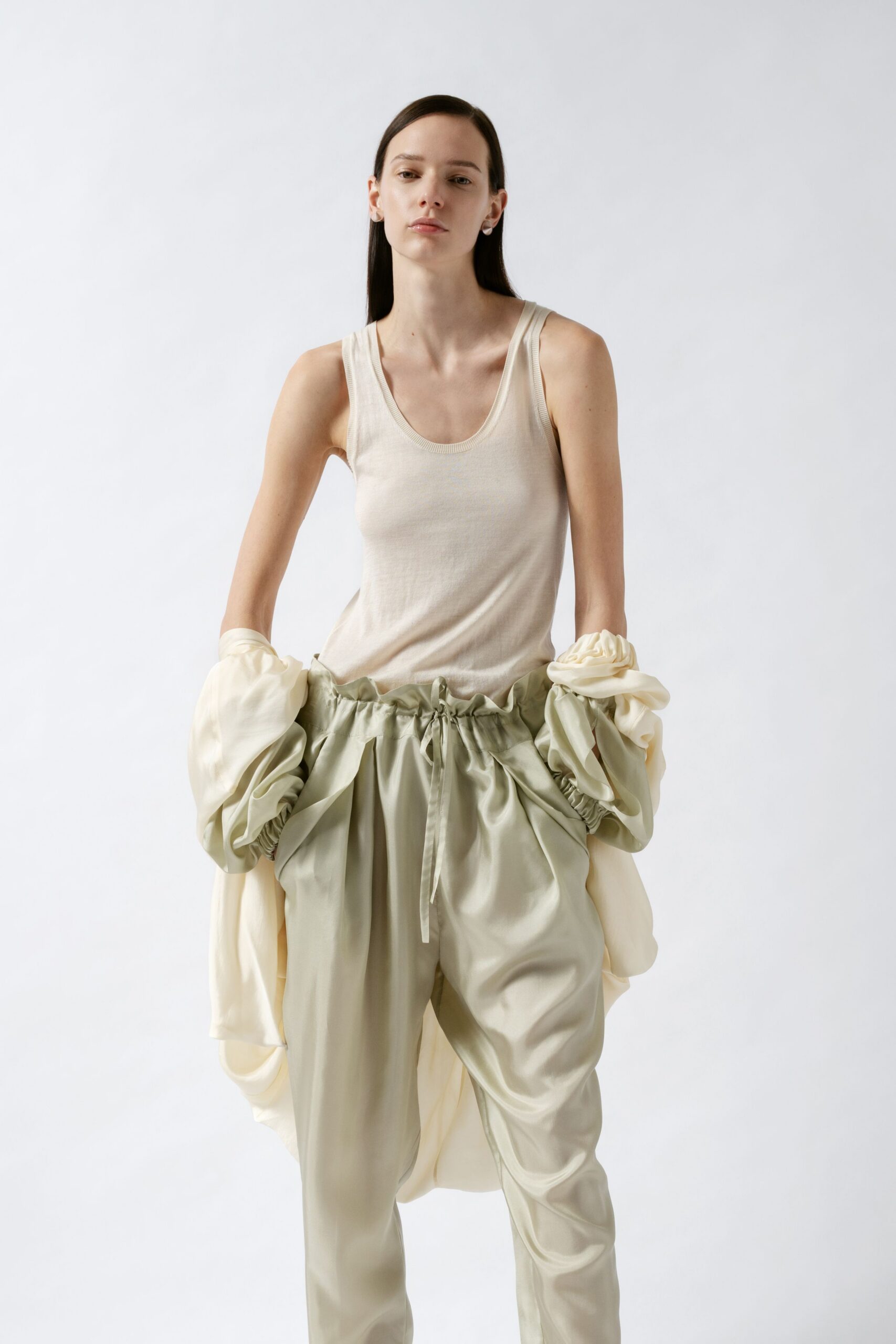white silk oversized flowing cape