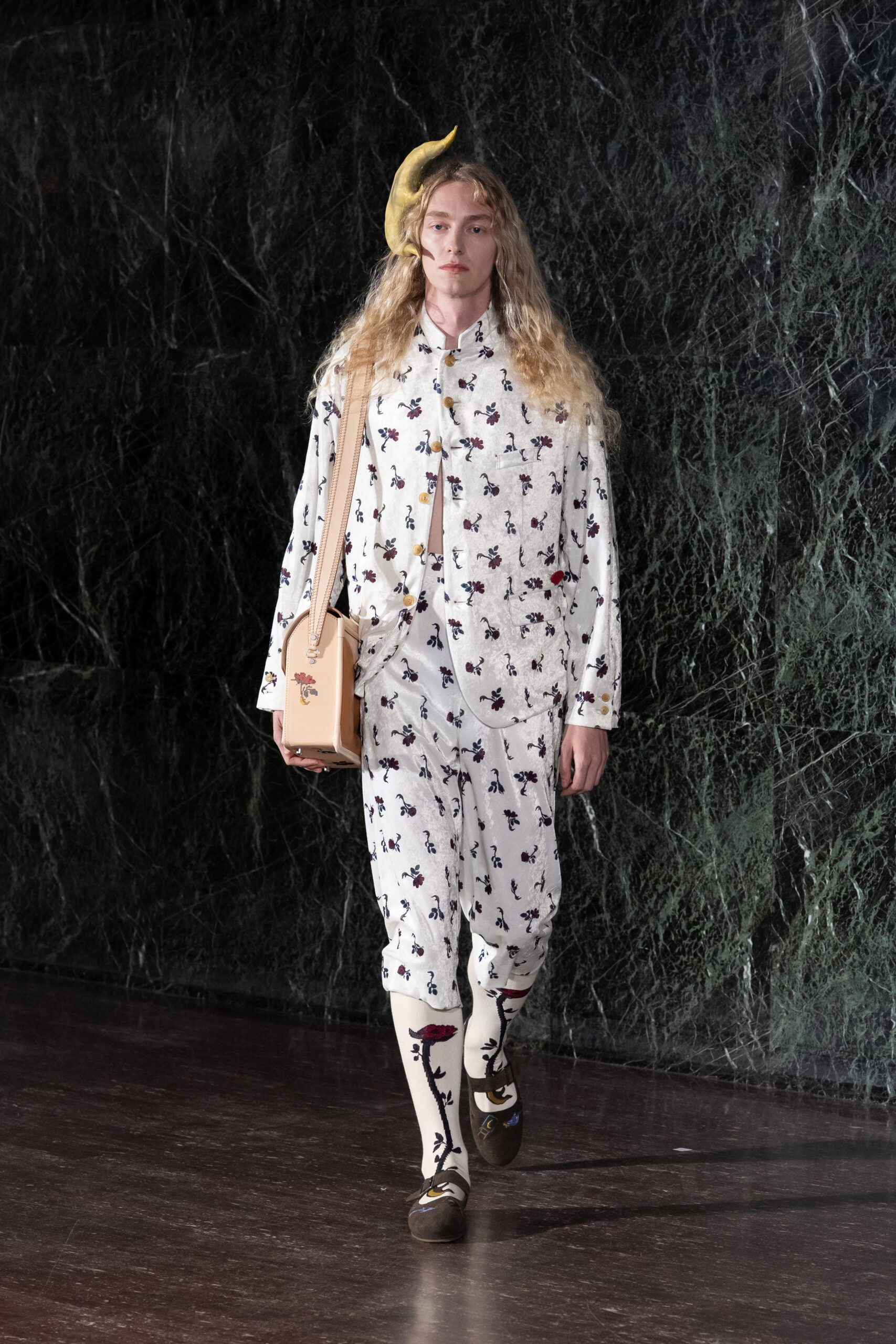 white printed shirt and pants