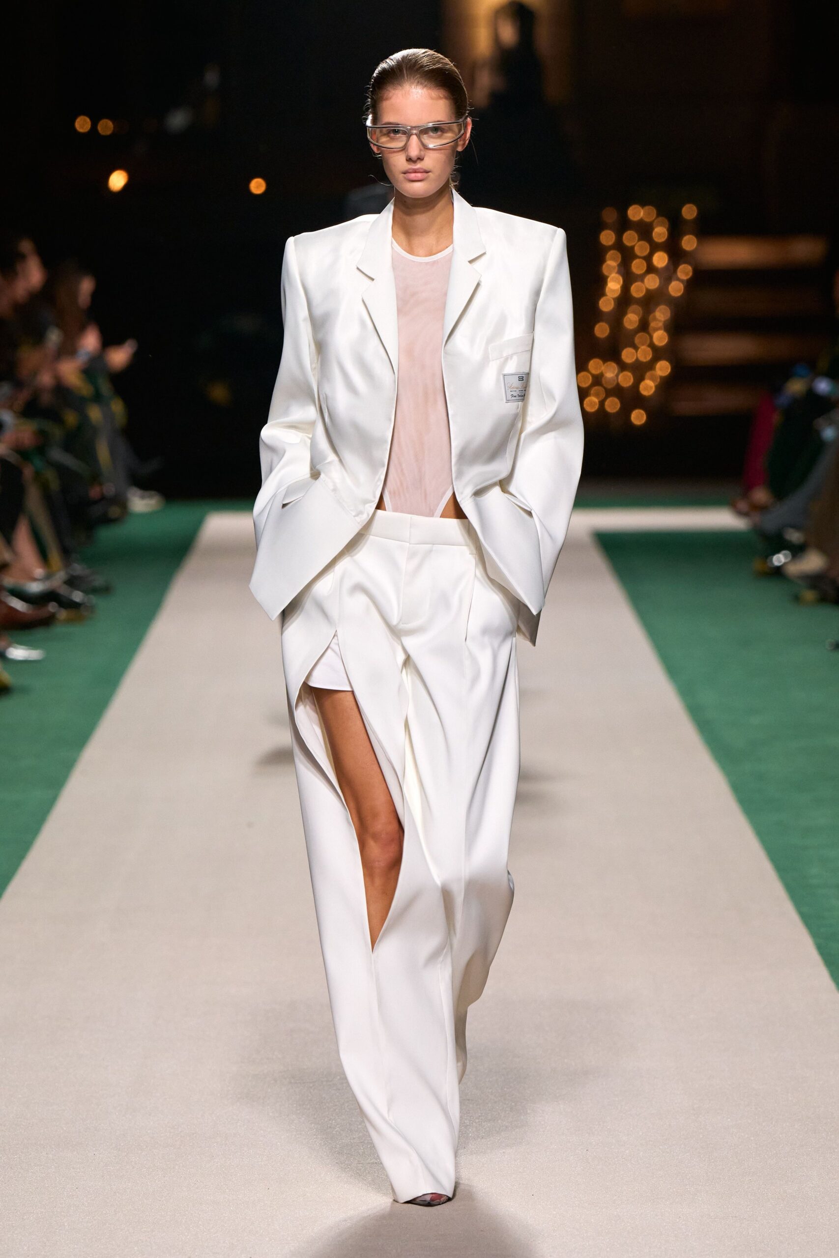 white silk slit relaxed high-waisted pants