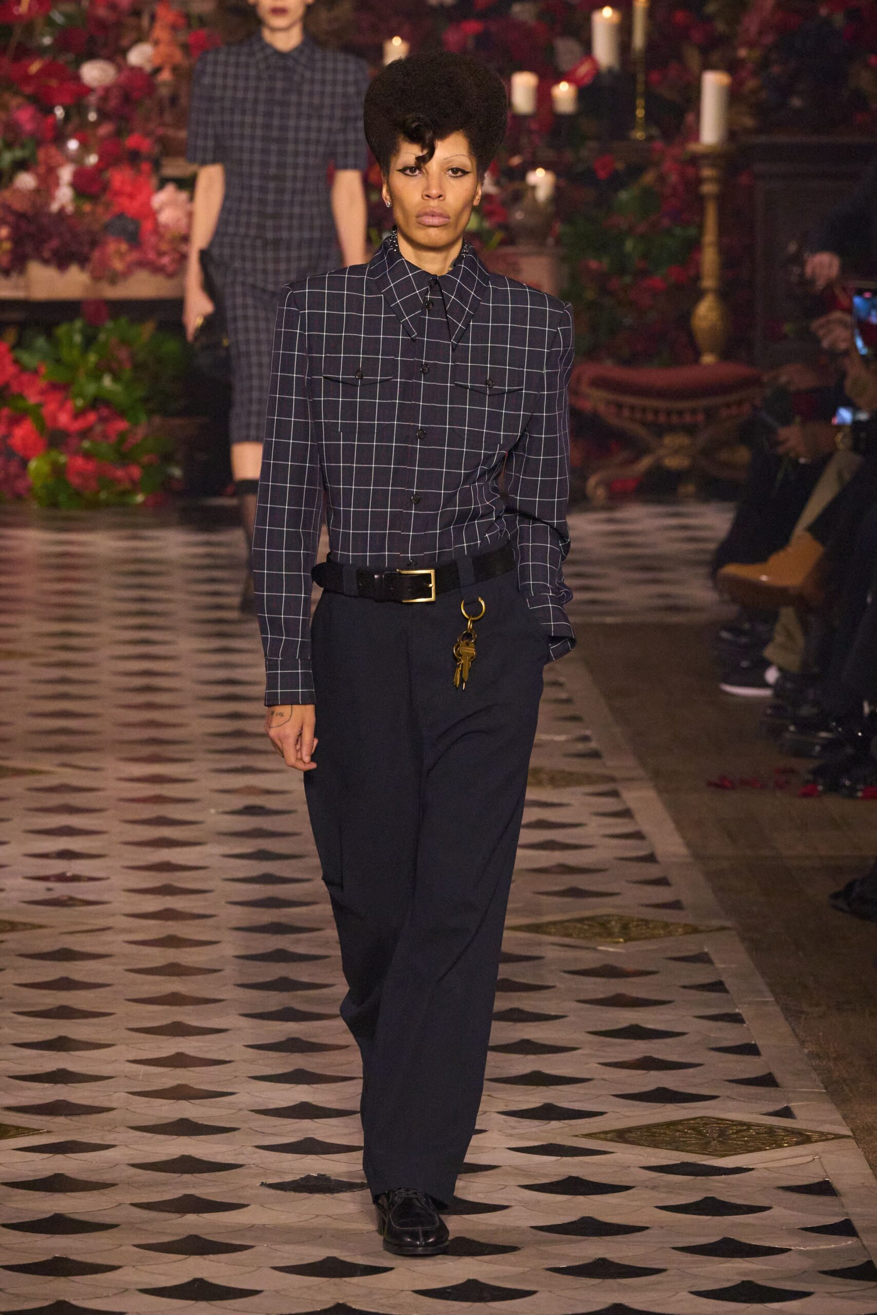 black cotton relaxed straight-leg pants