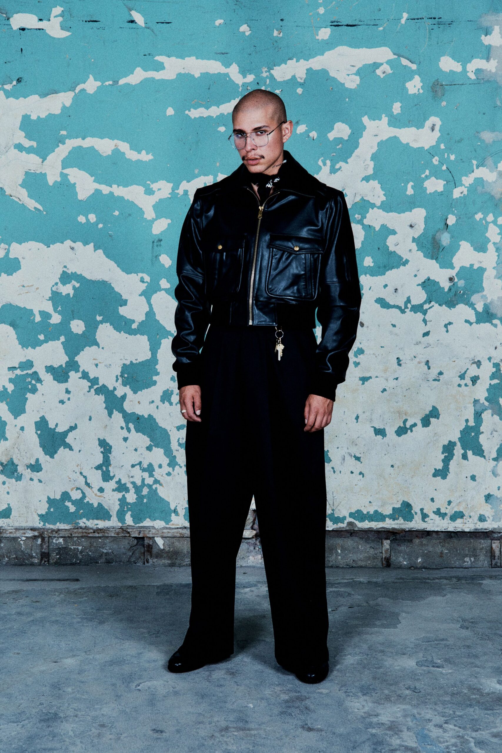 black leather jacket and pants