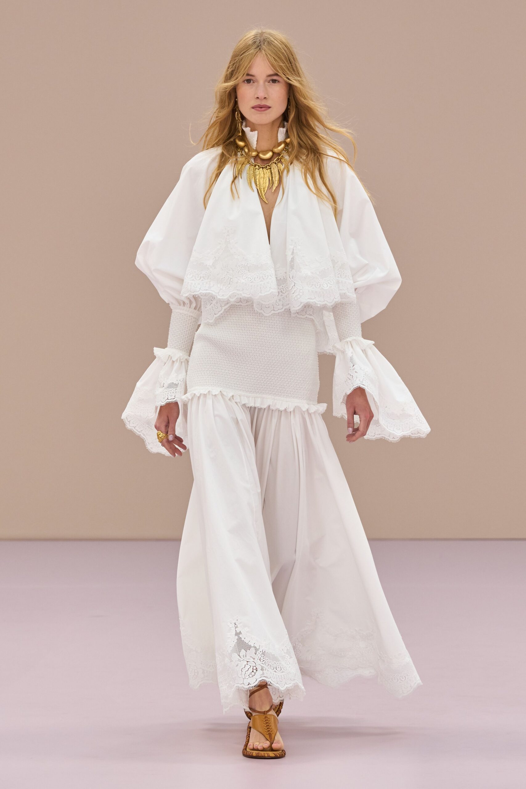 white cotton fitted tiered maxi skirt