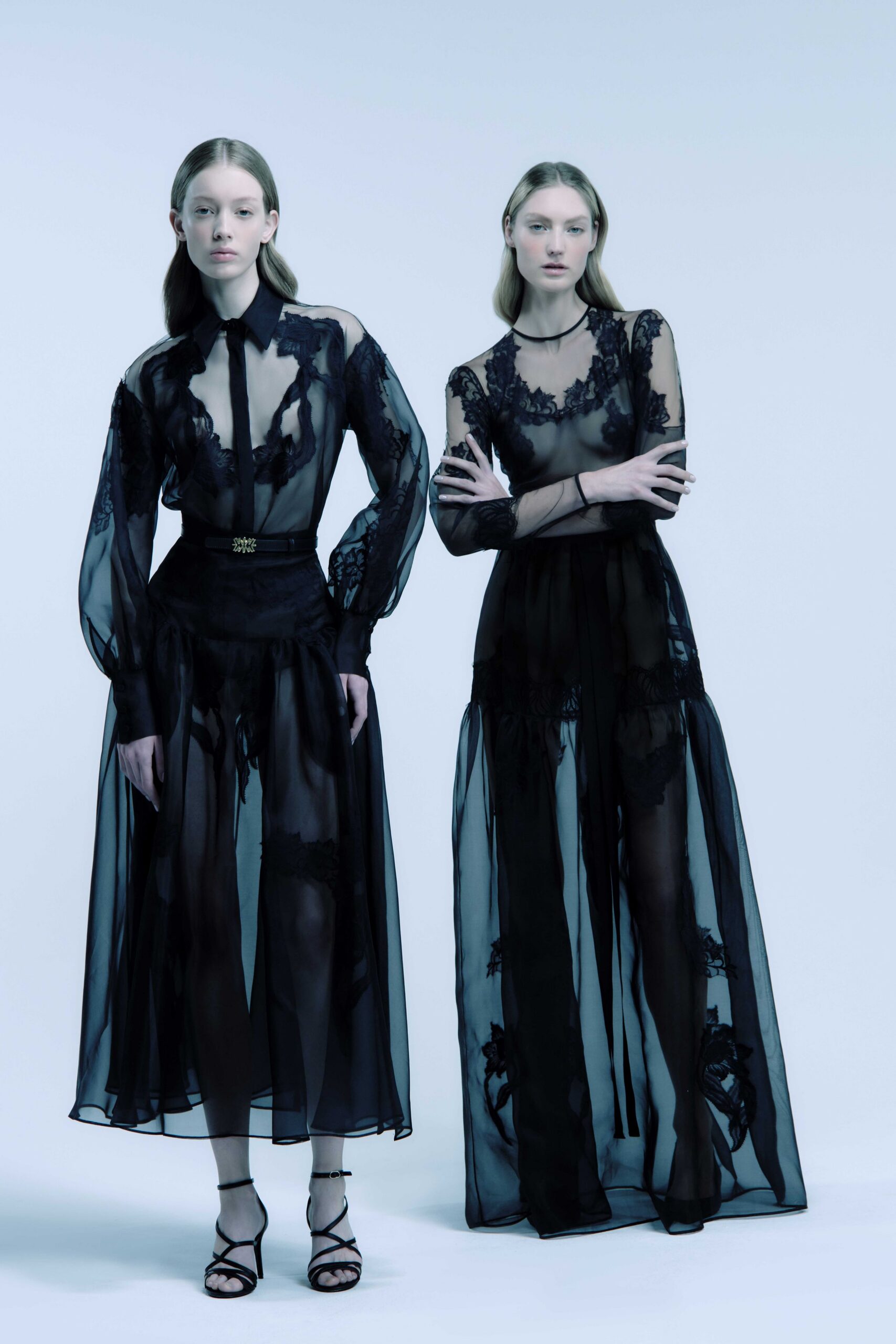 black sheer embroidered maxi dresses