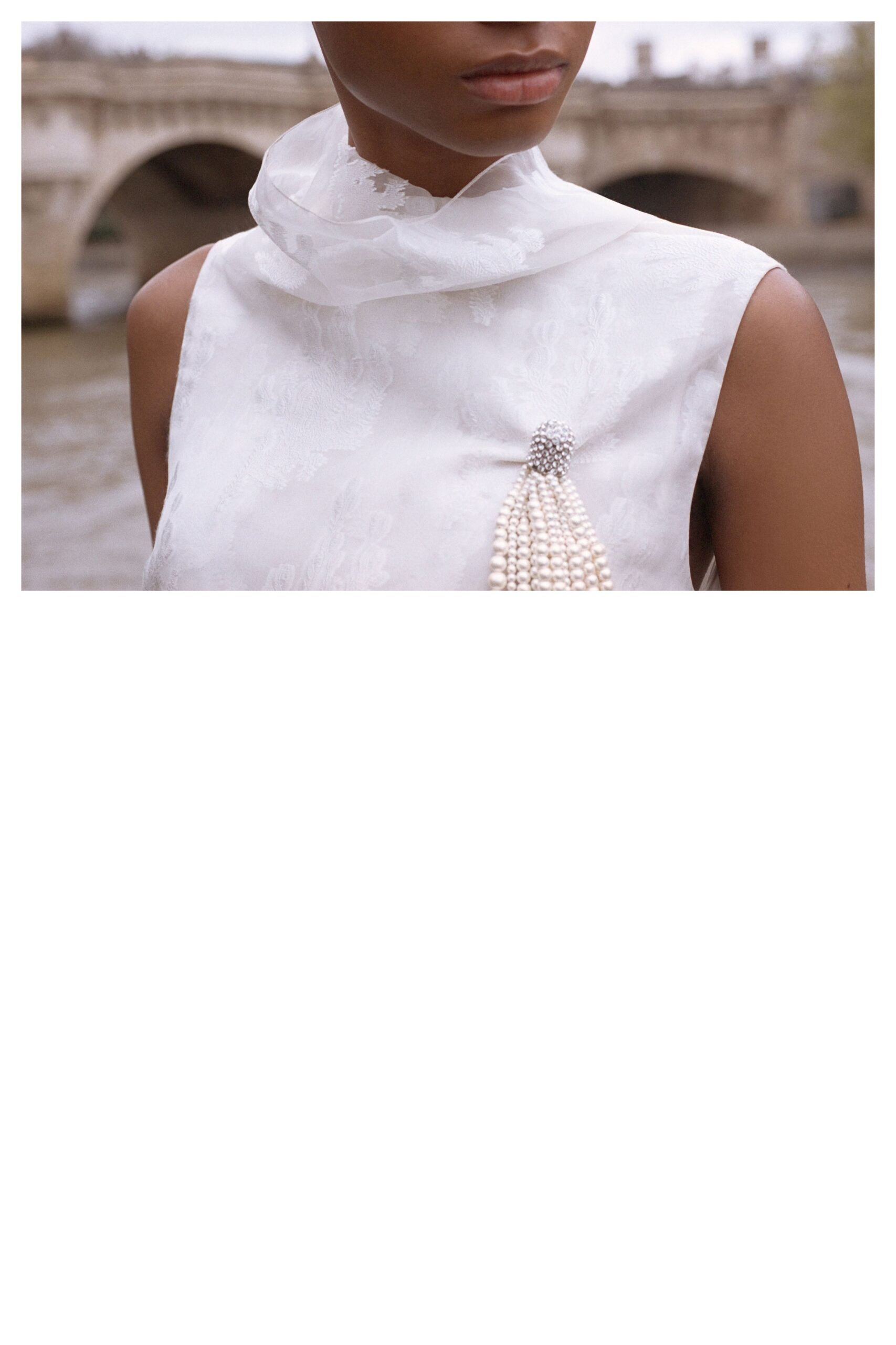 fitted white silk top