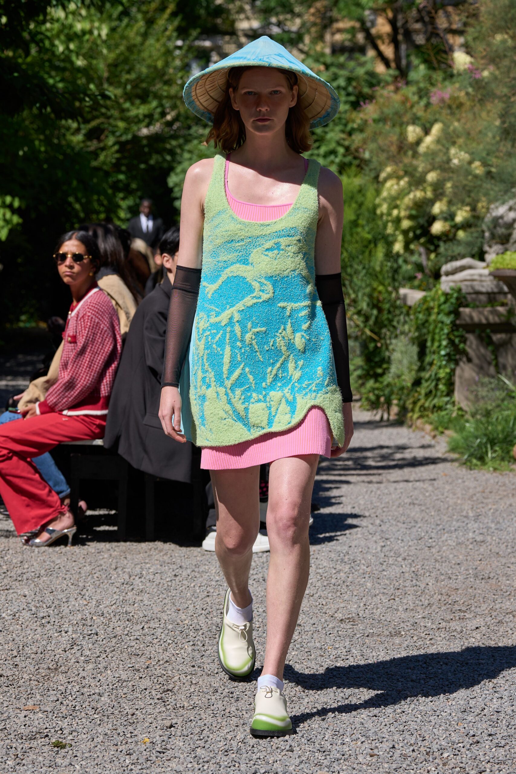 blue cotton sleeveless v-neck fitted printed mini dress