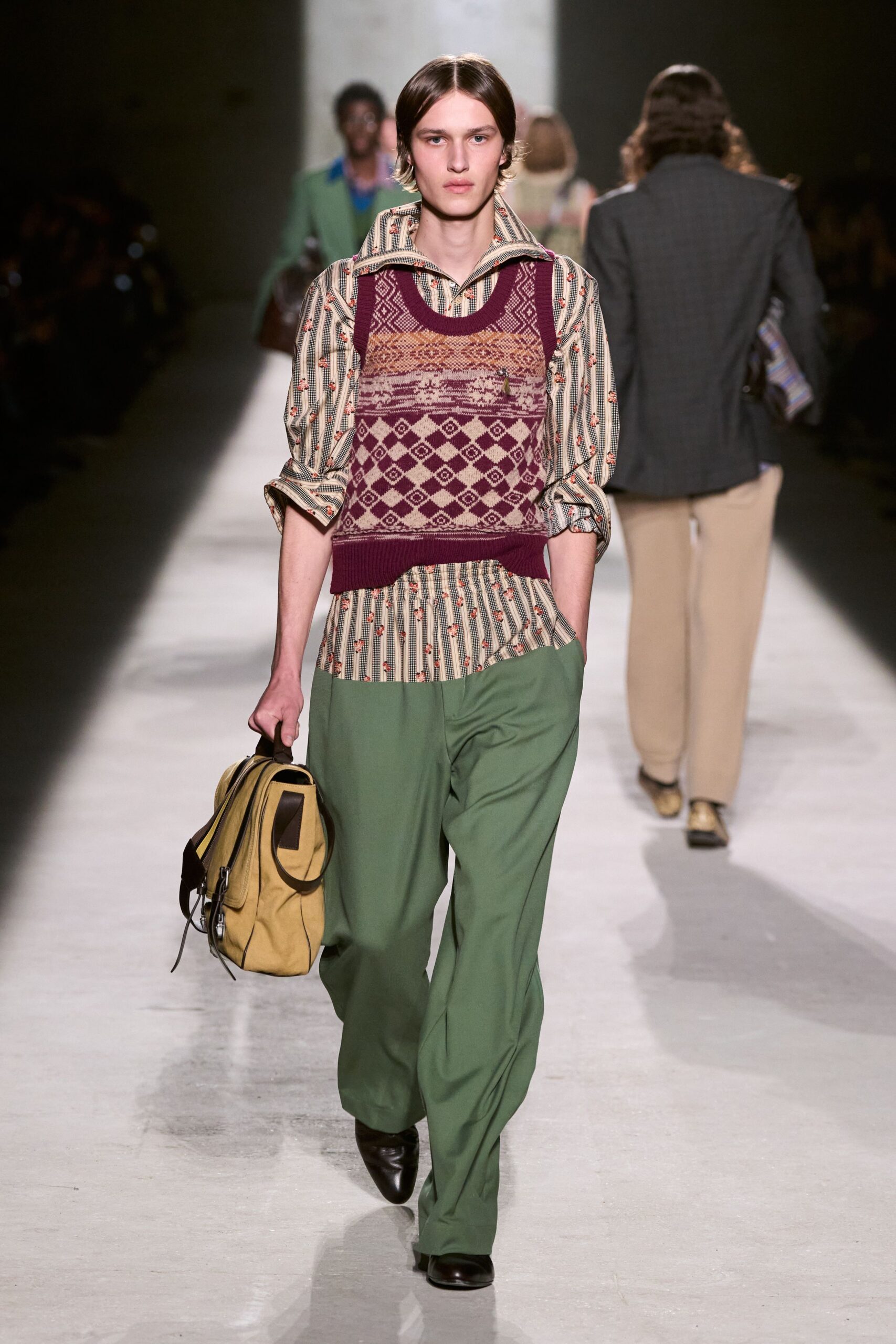 relaxed shirt with maroon sweater