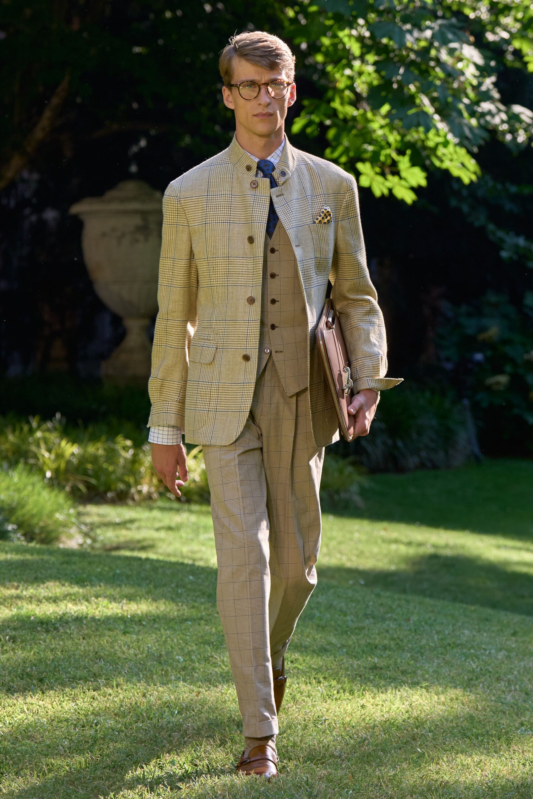 beige tailored blazer and vest