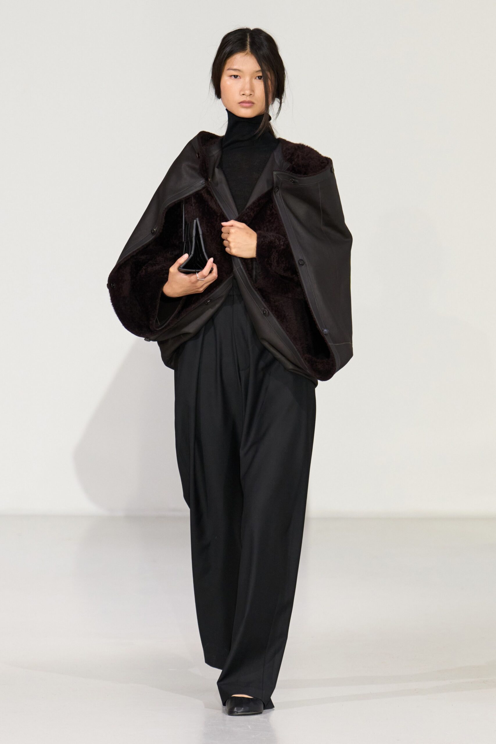 black leather coat and pants