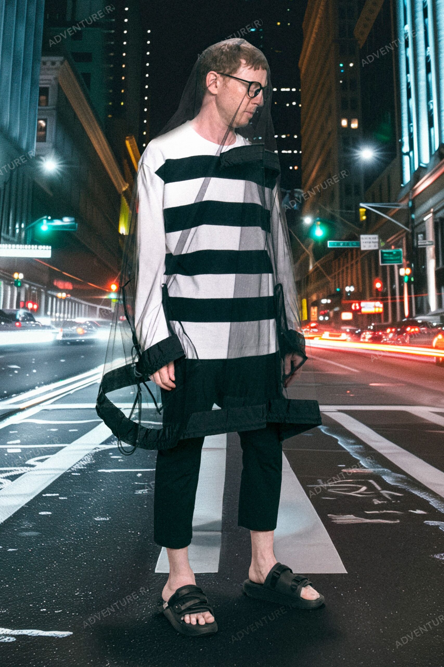 black and white striped top with cropped pants