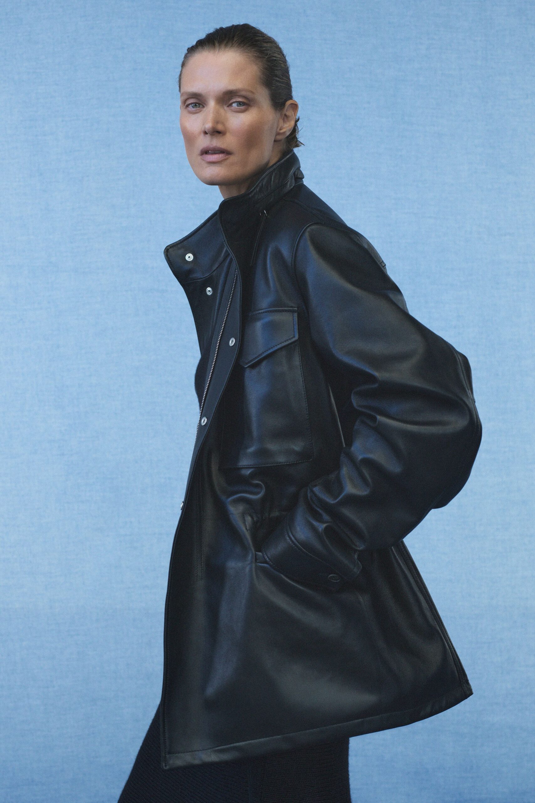 black leather oversized jacket