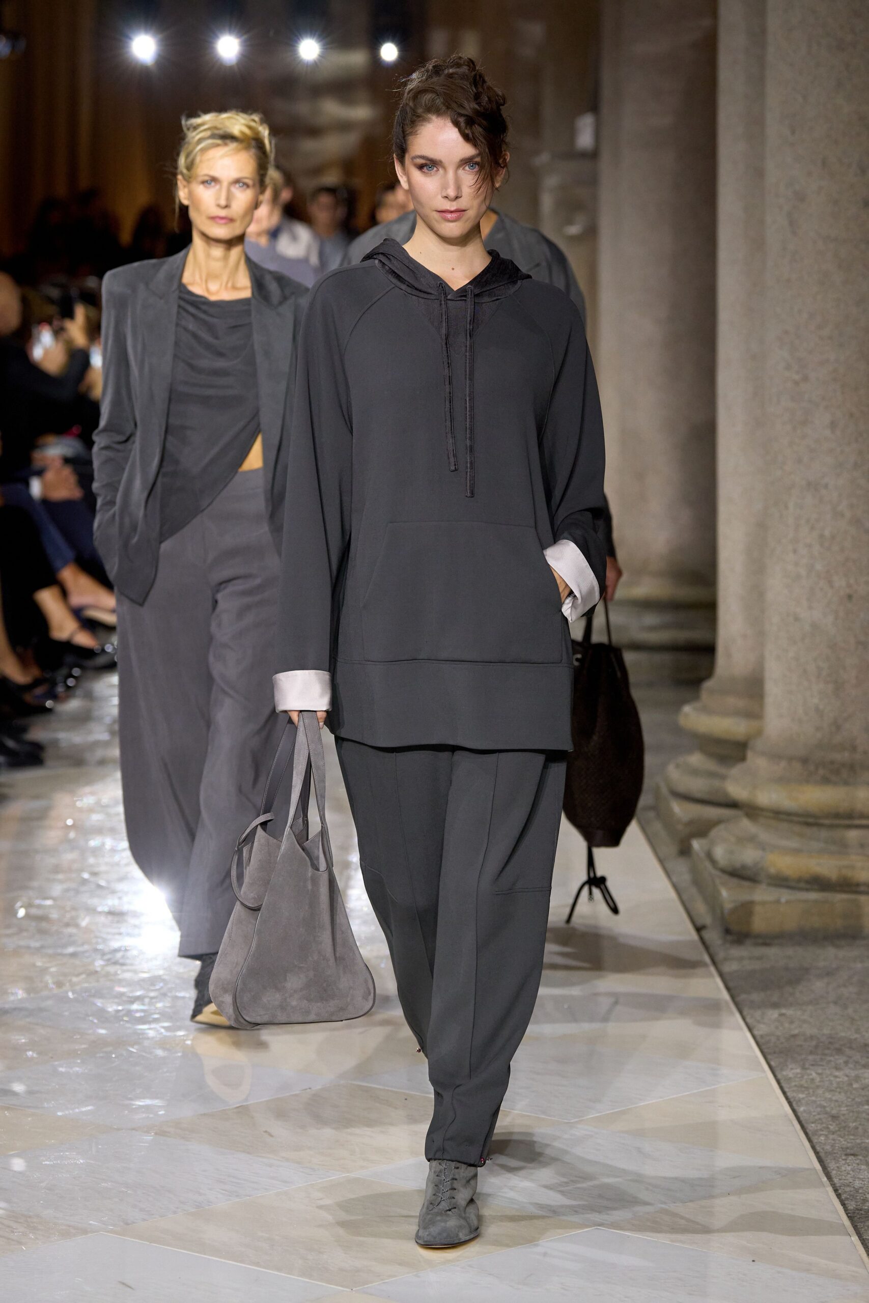 gray oversized hoodie and pants