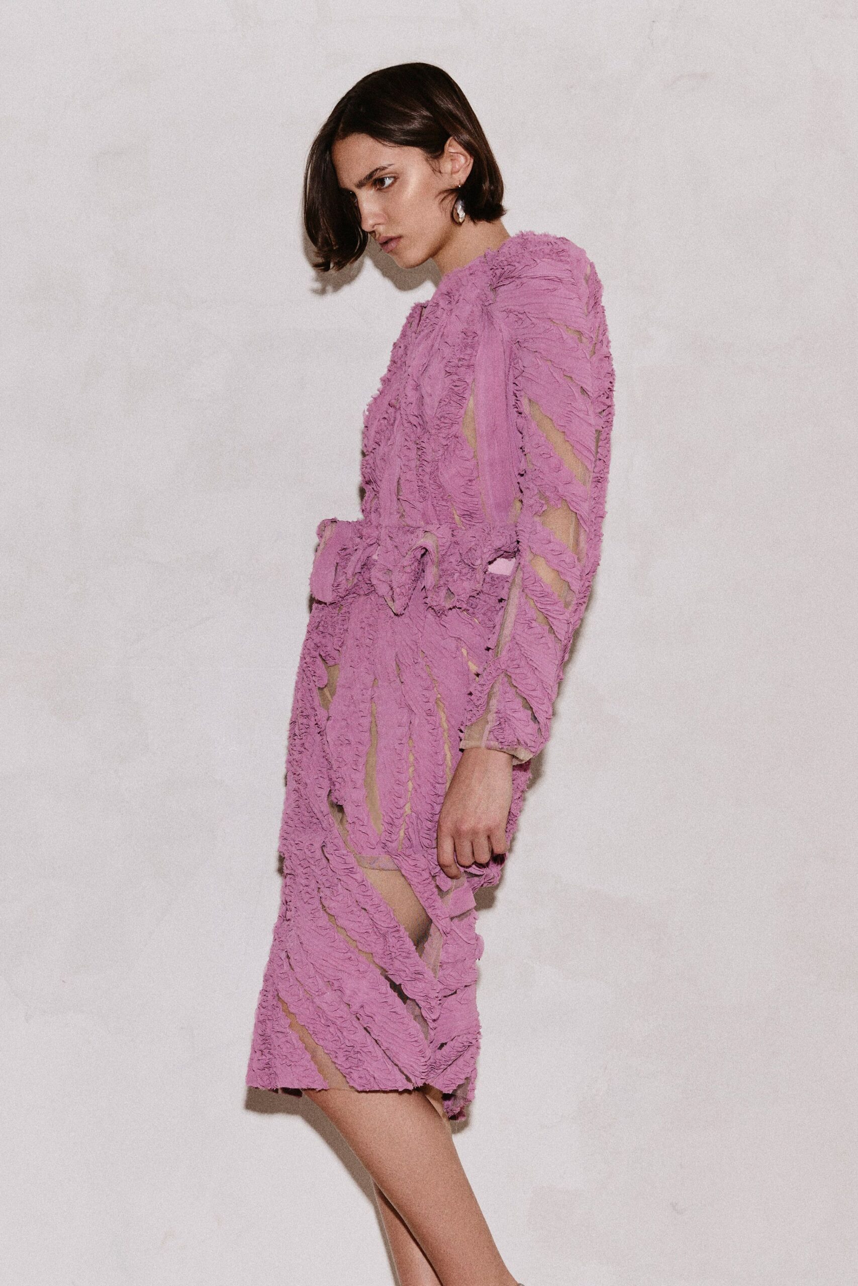 pink lace fitted dress