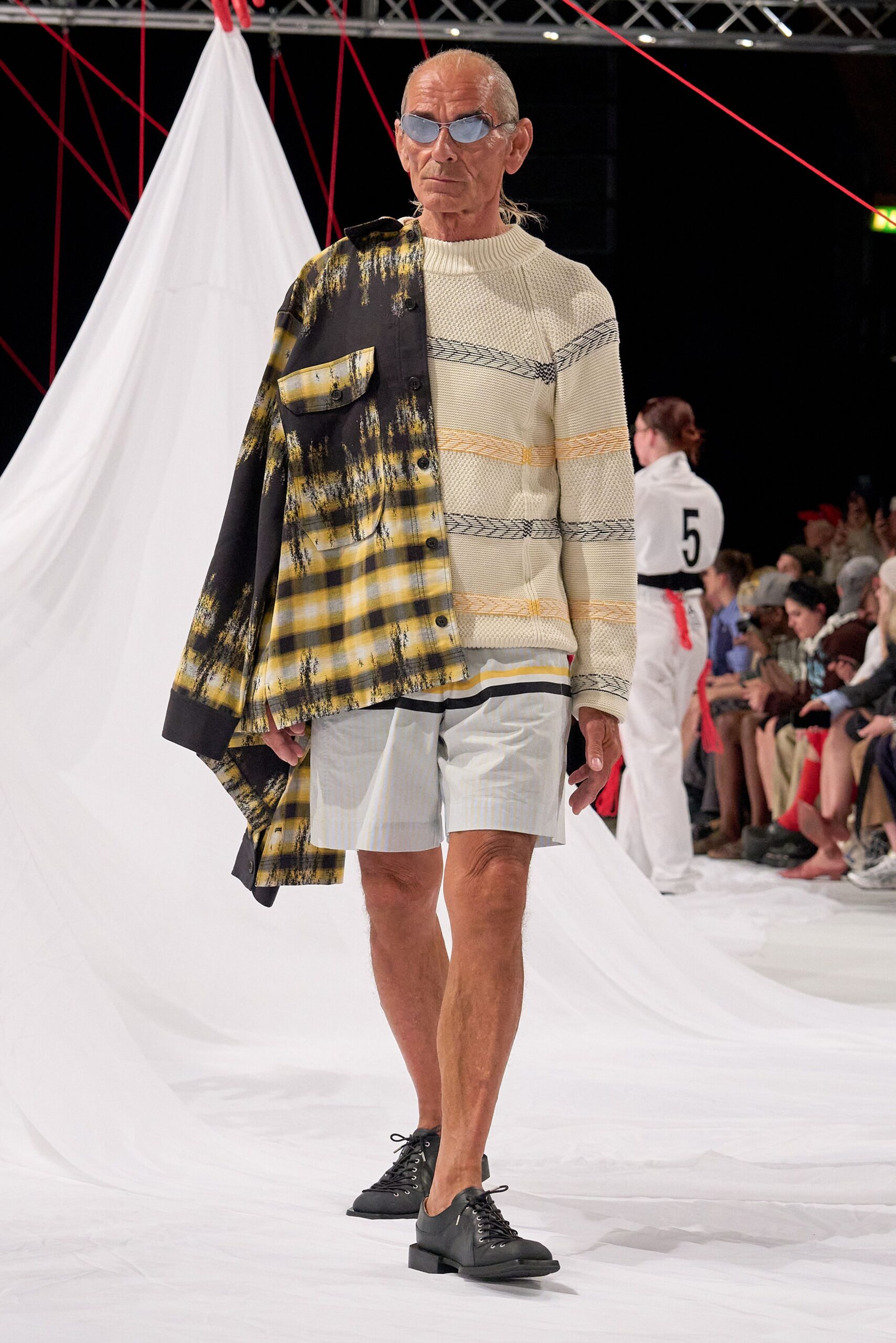 yellow cotton long-sleeve collared relaxed printed shirt