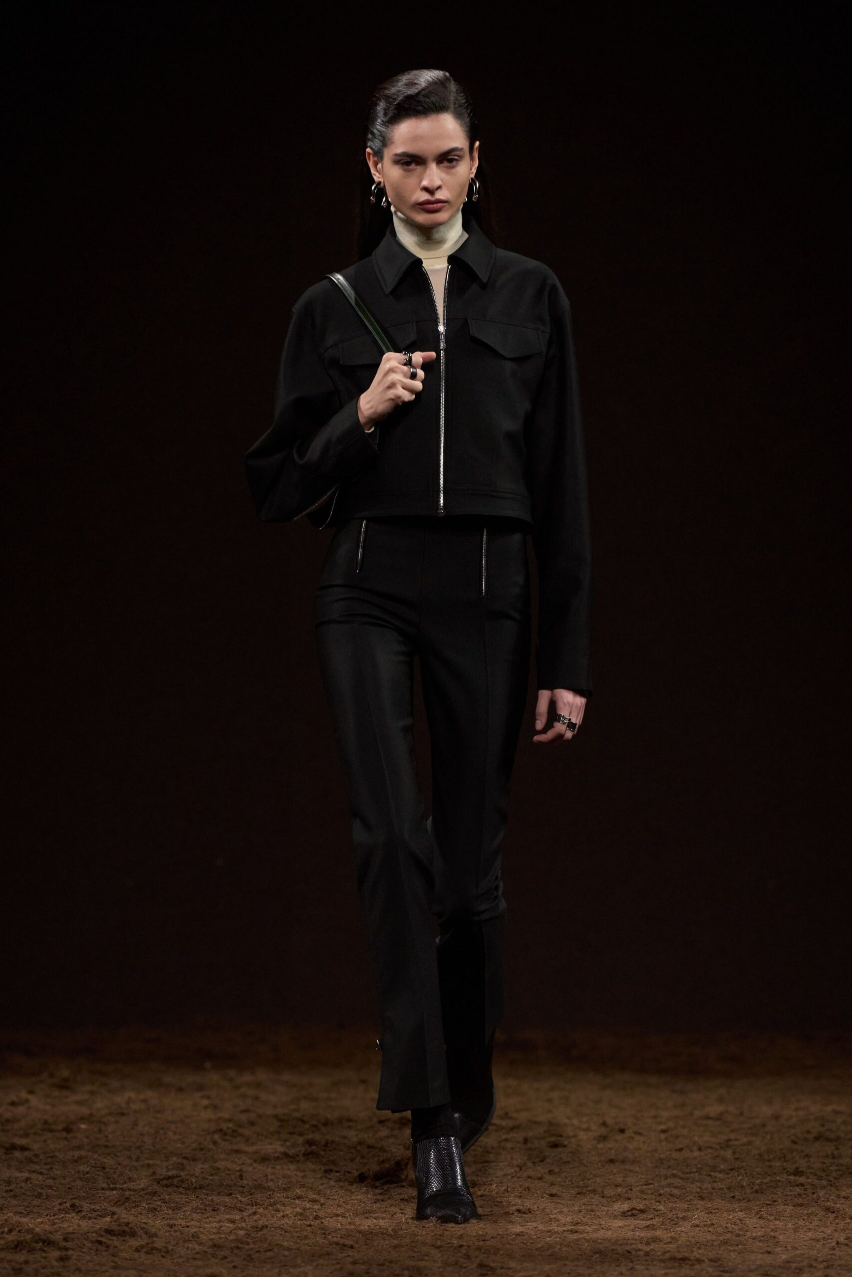 black fitted jacket and pants