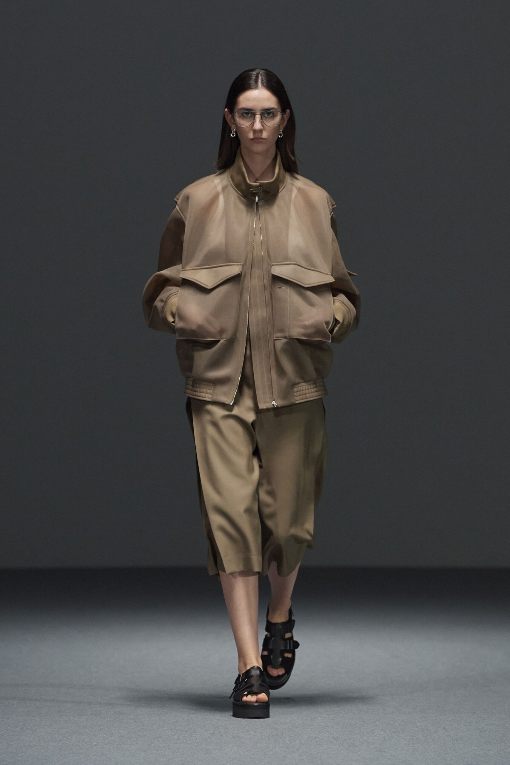 brown cotton relaxed straight-leg skirt
