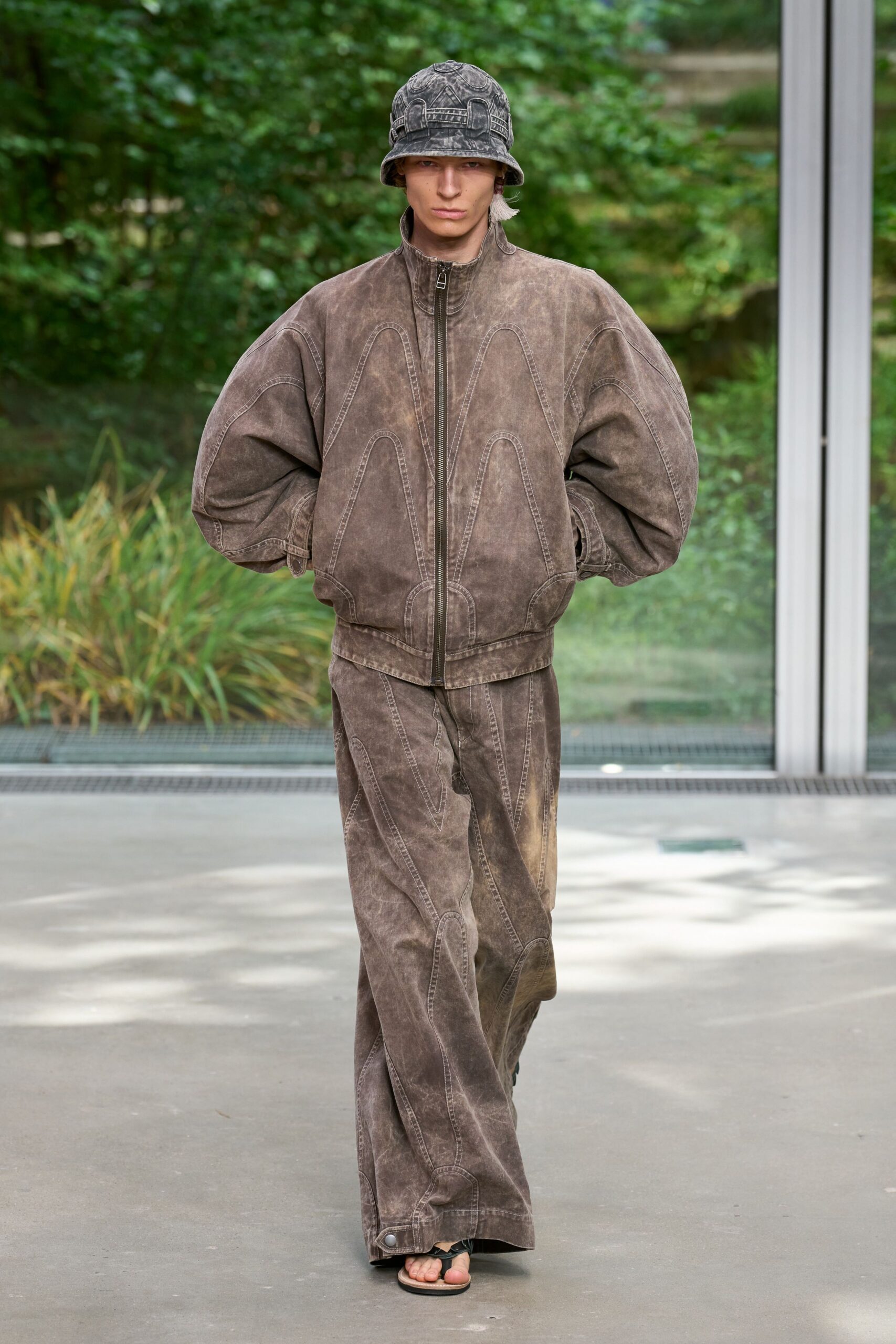 brown leather oversized jacket