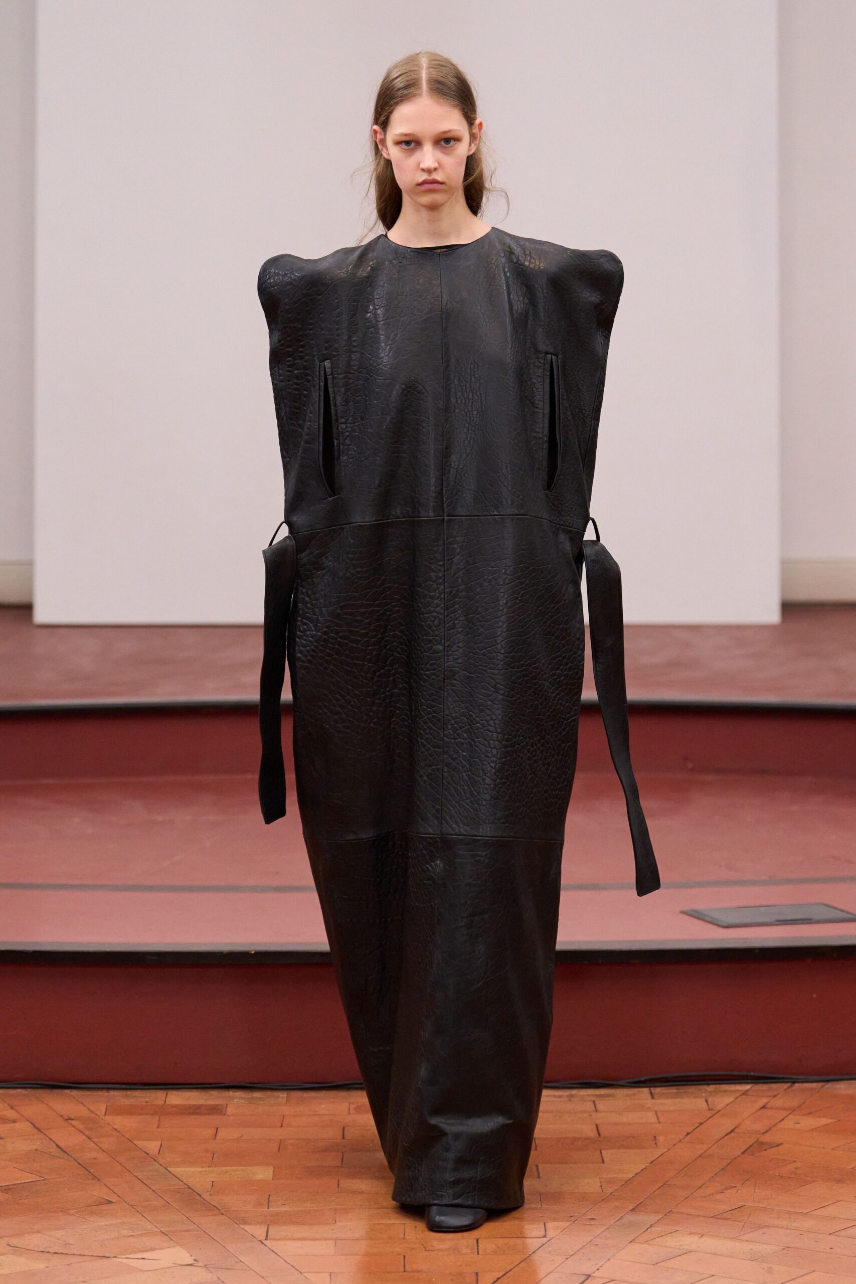 black leather relaxed gown