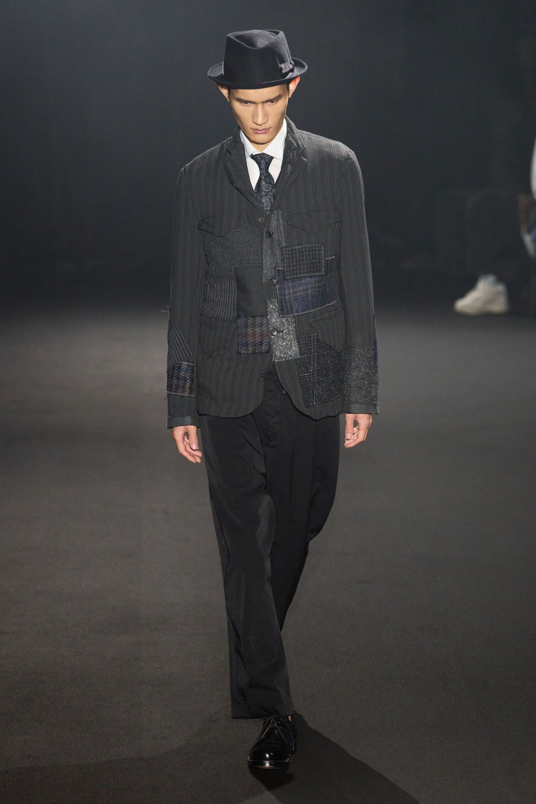 black tailored suit with hat