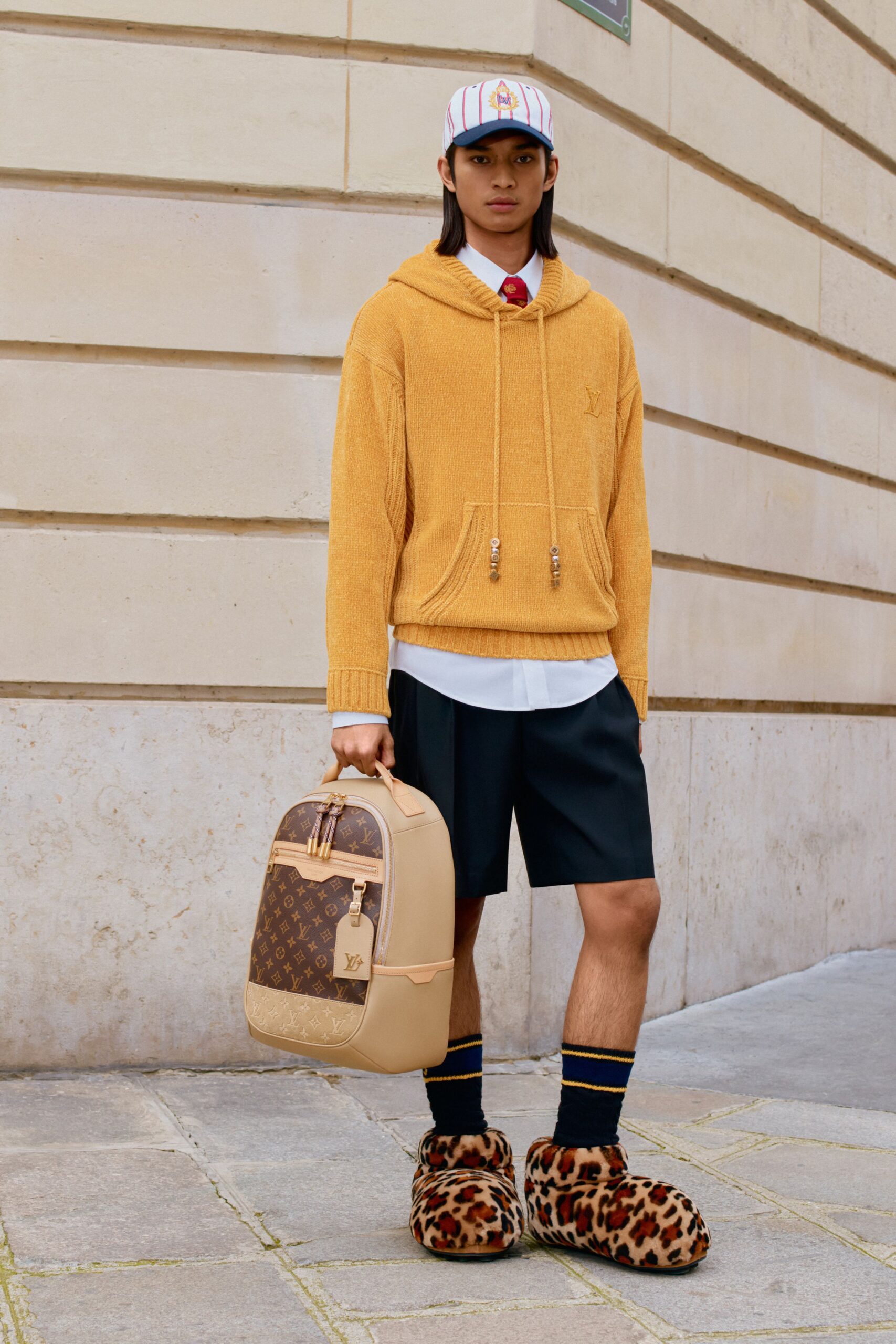 yellow cotton long-sleeve hooded relaxed hoodie
