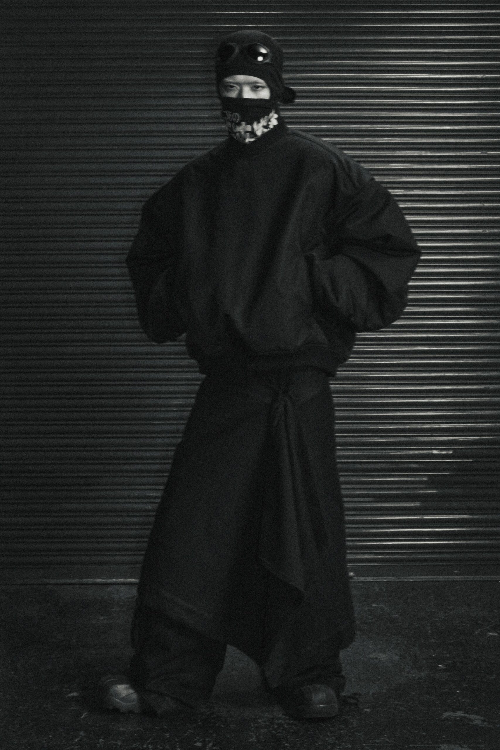 oversized black top with layered skirt