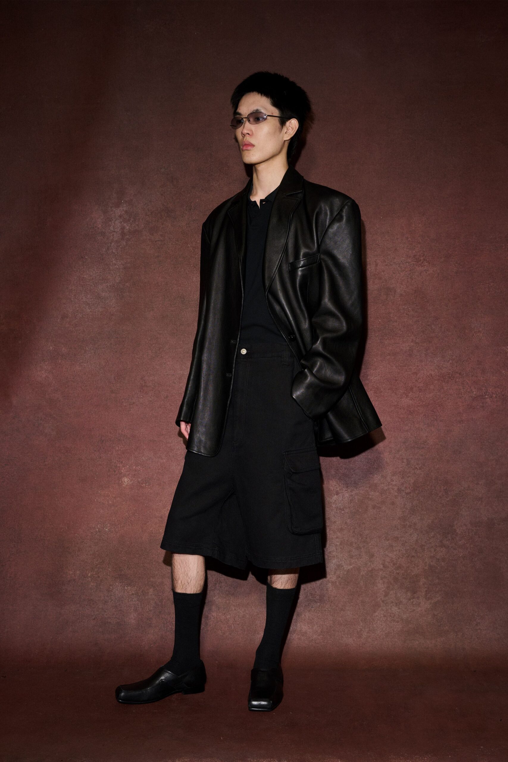 black leather oversized jacket