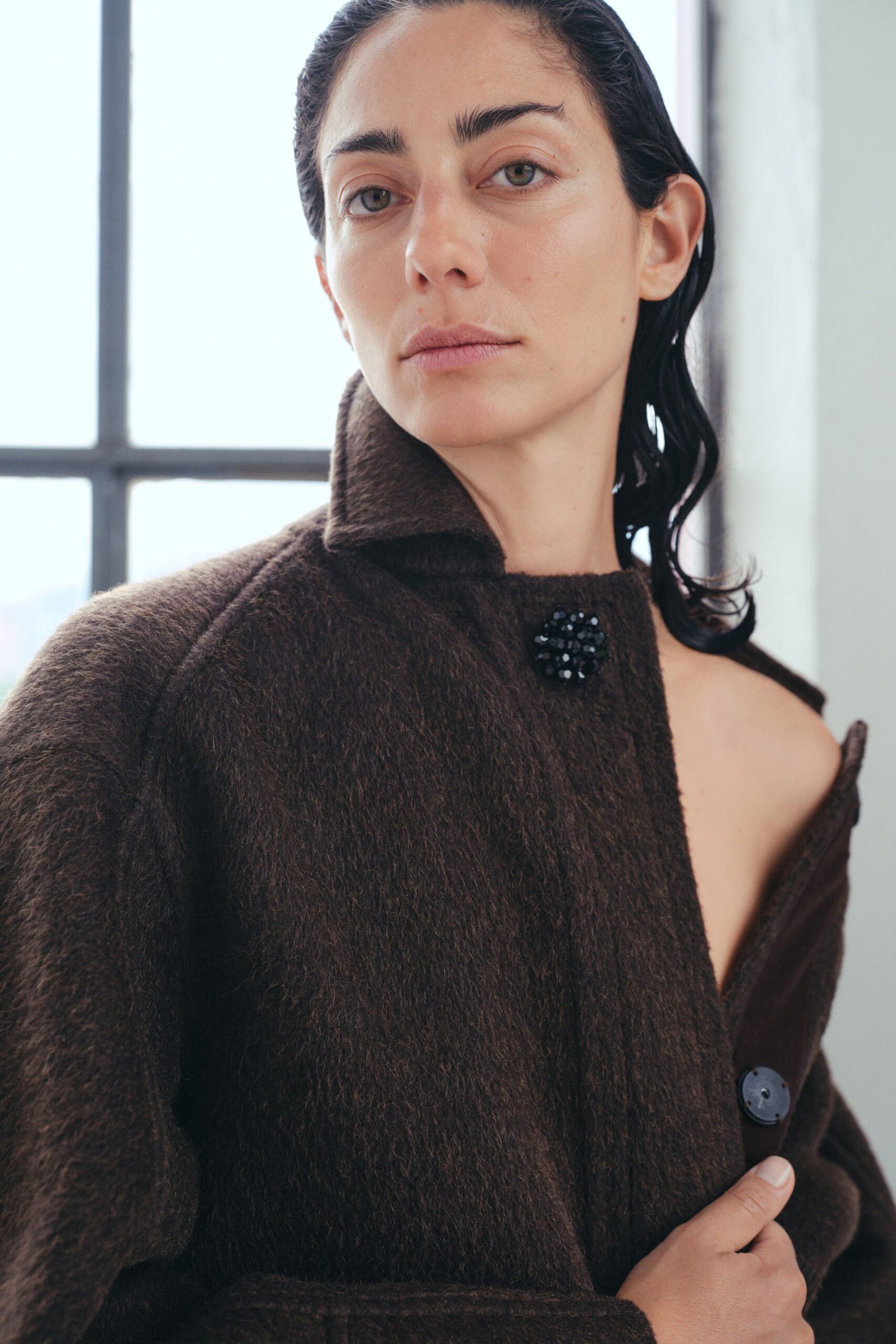 brown wool relaxed coat
