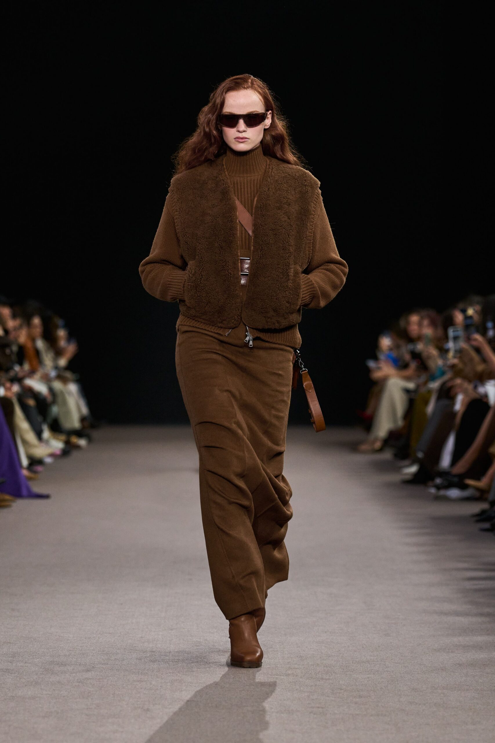 brown knit turtleneck fitted top