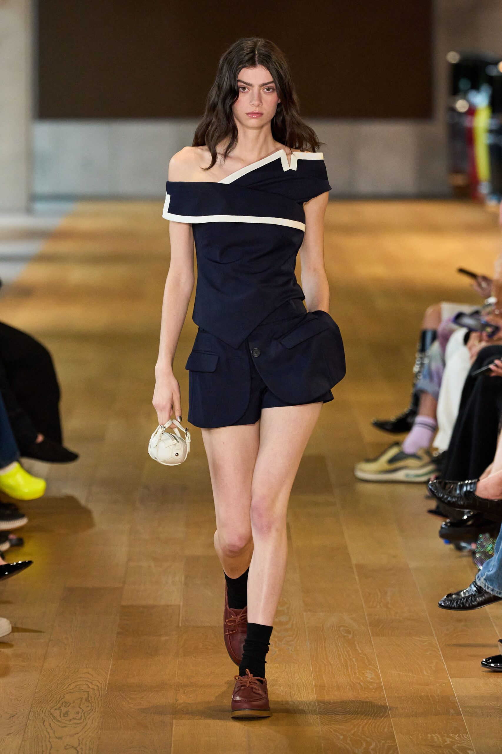 blue cotton off-shoulder asymmetric fitted top