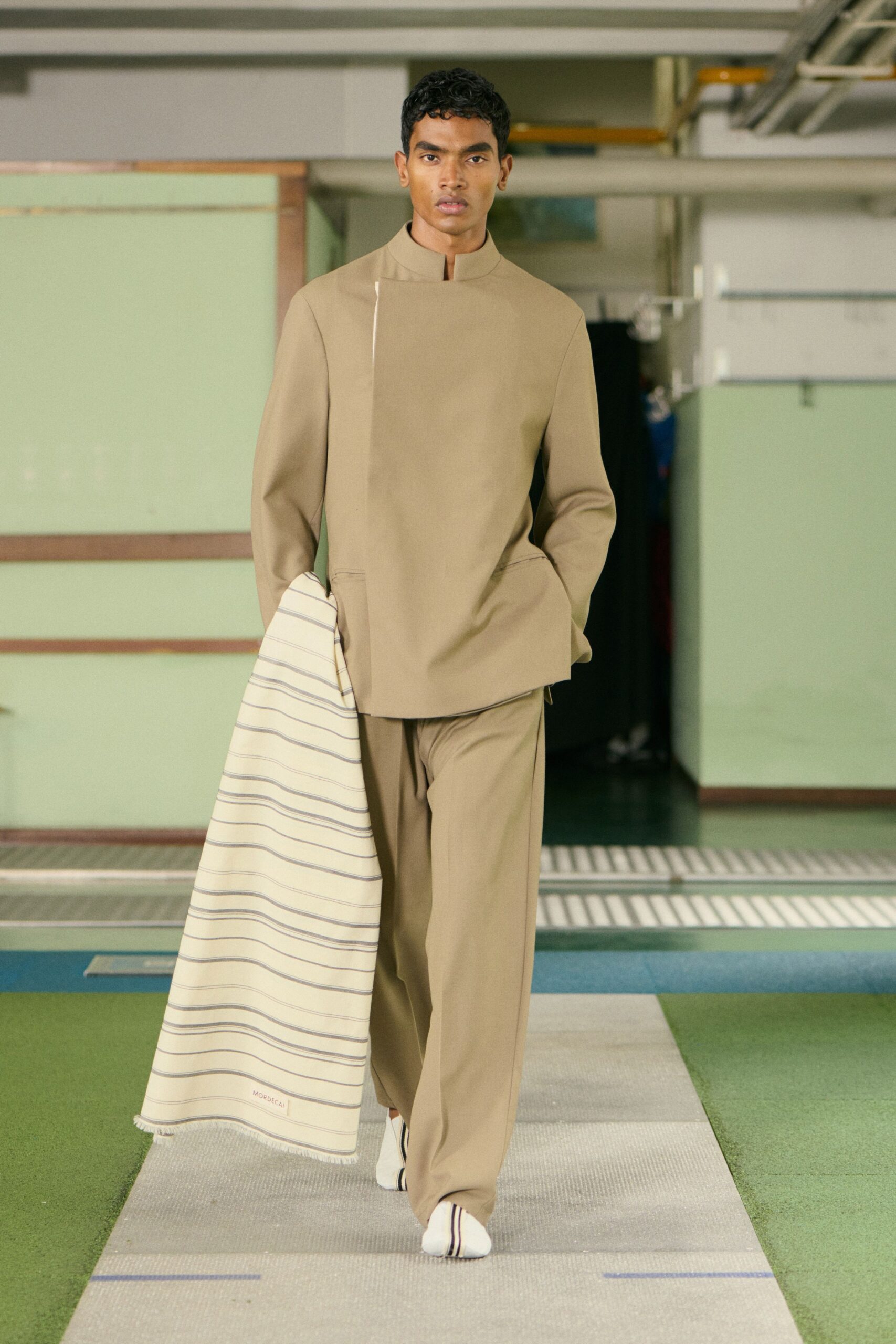 beige relaxed jacket and pants