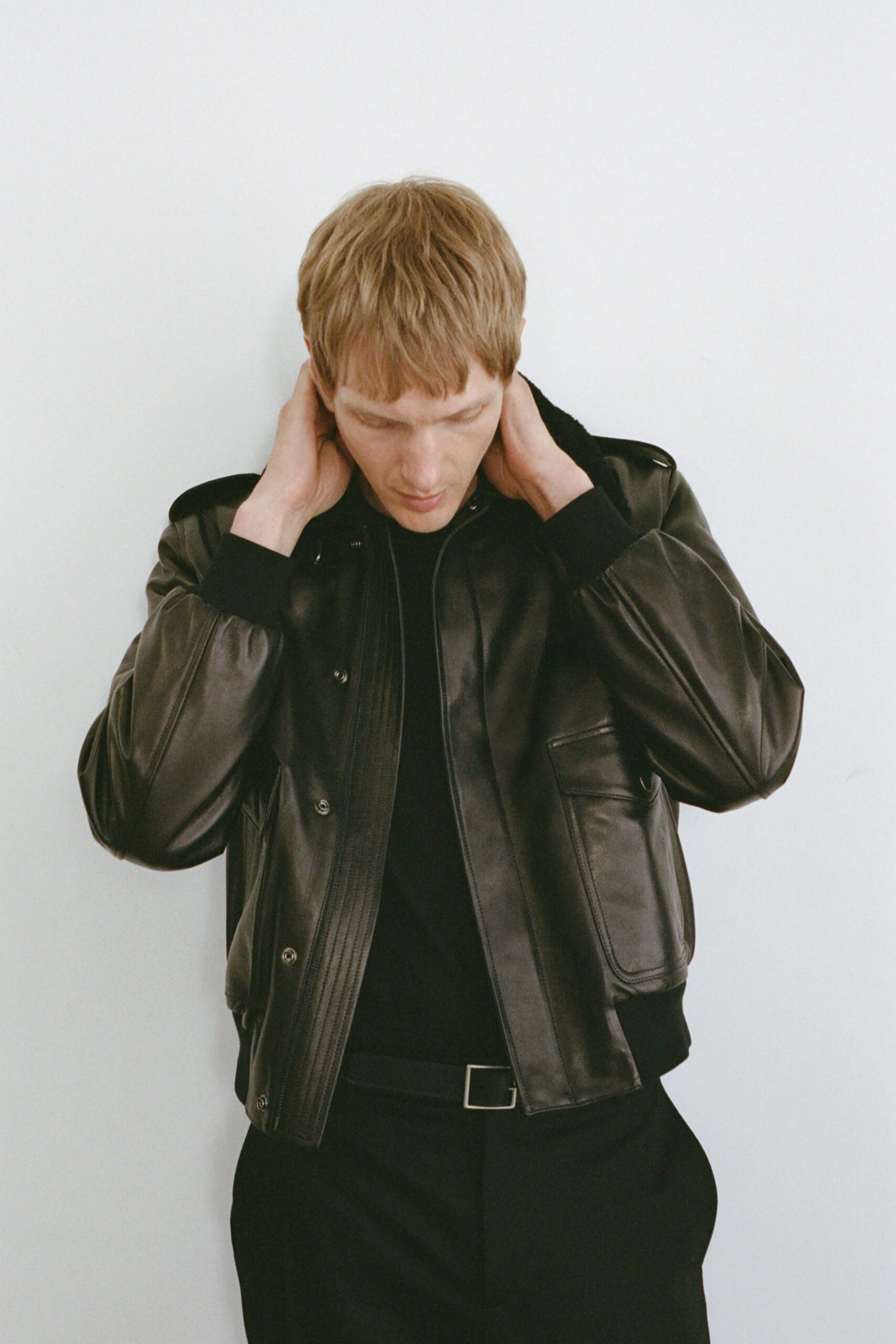 black leather fitted jacket