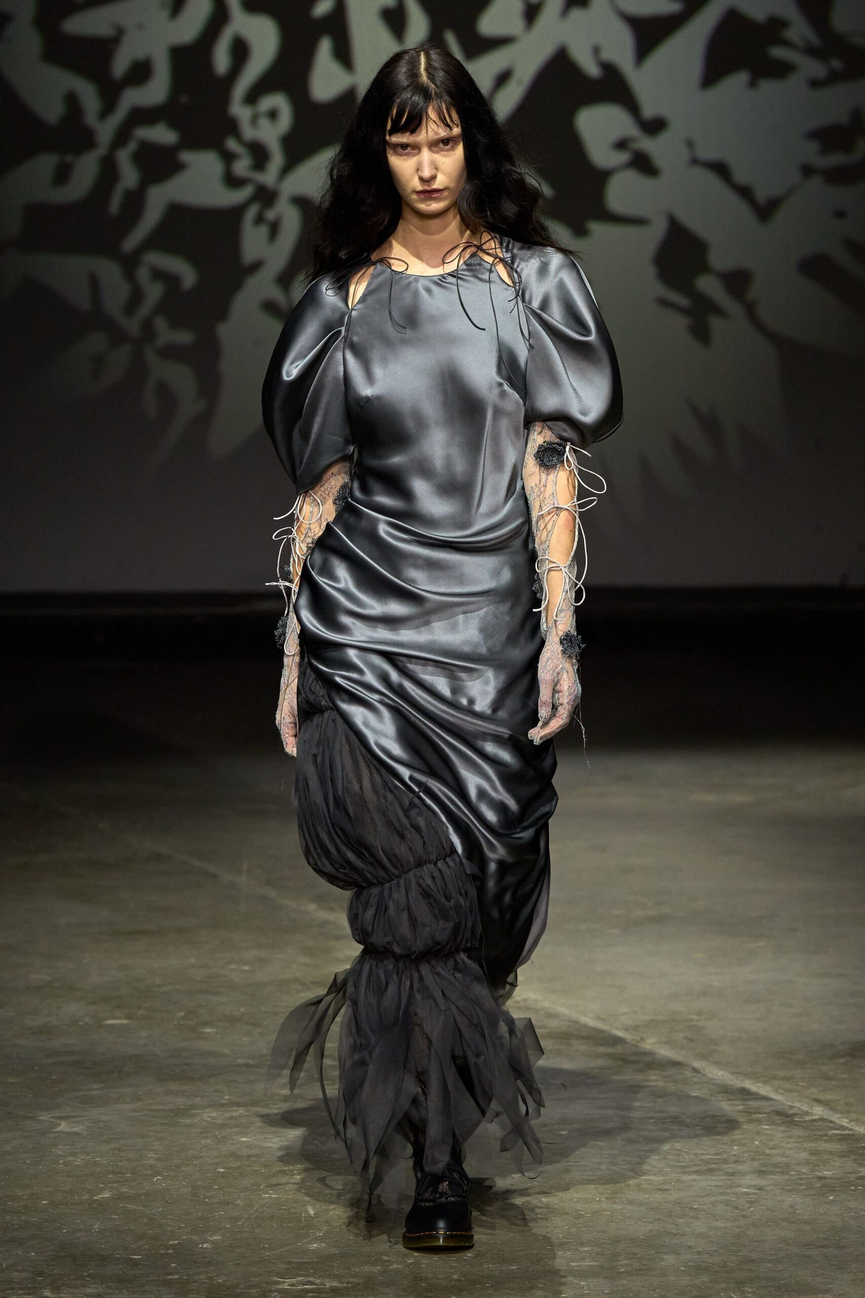 black silk fitted midi dress