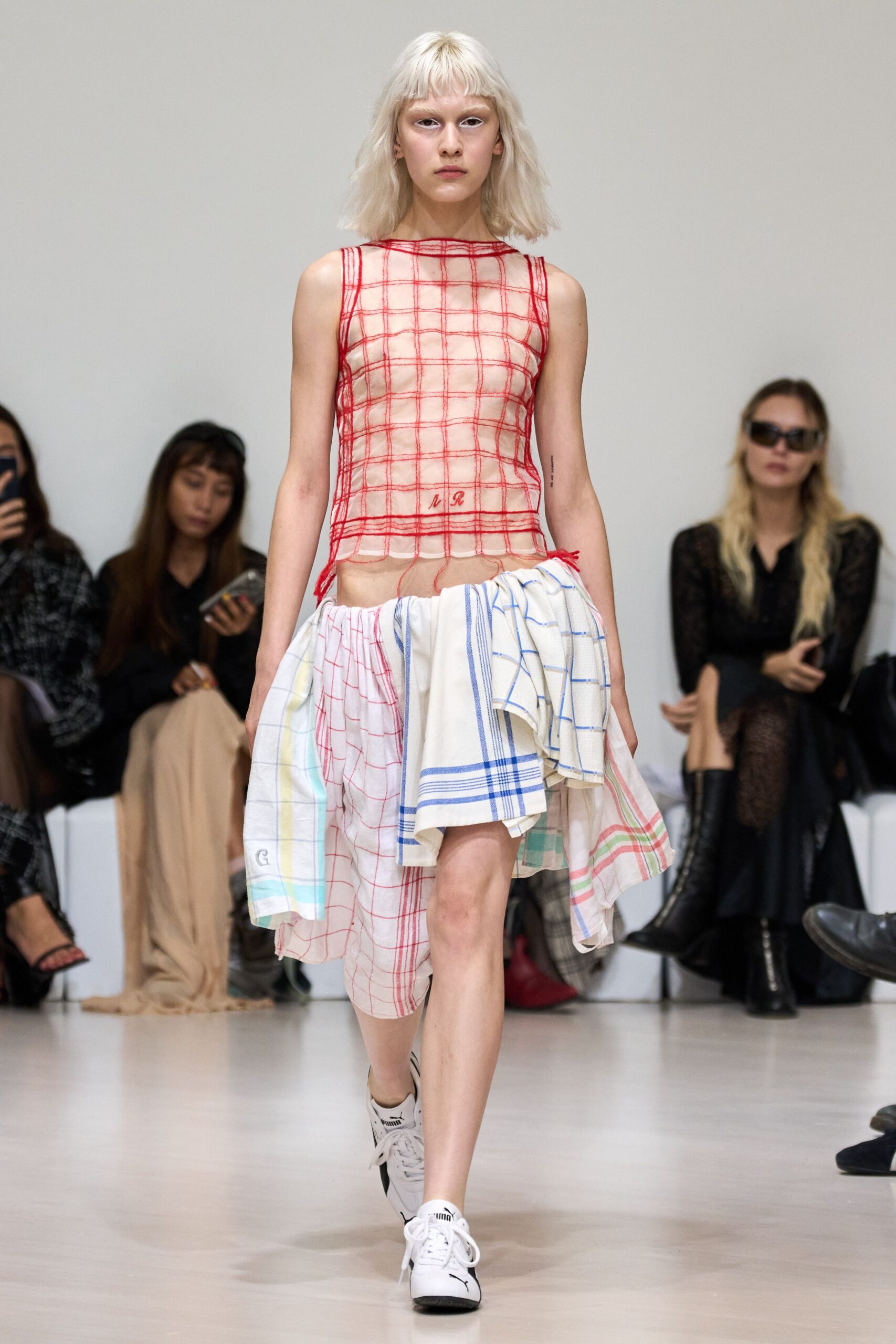 red and white checked top with layered skirt