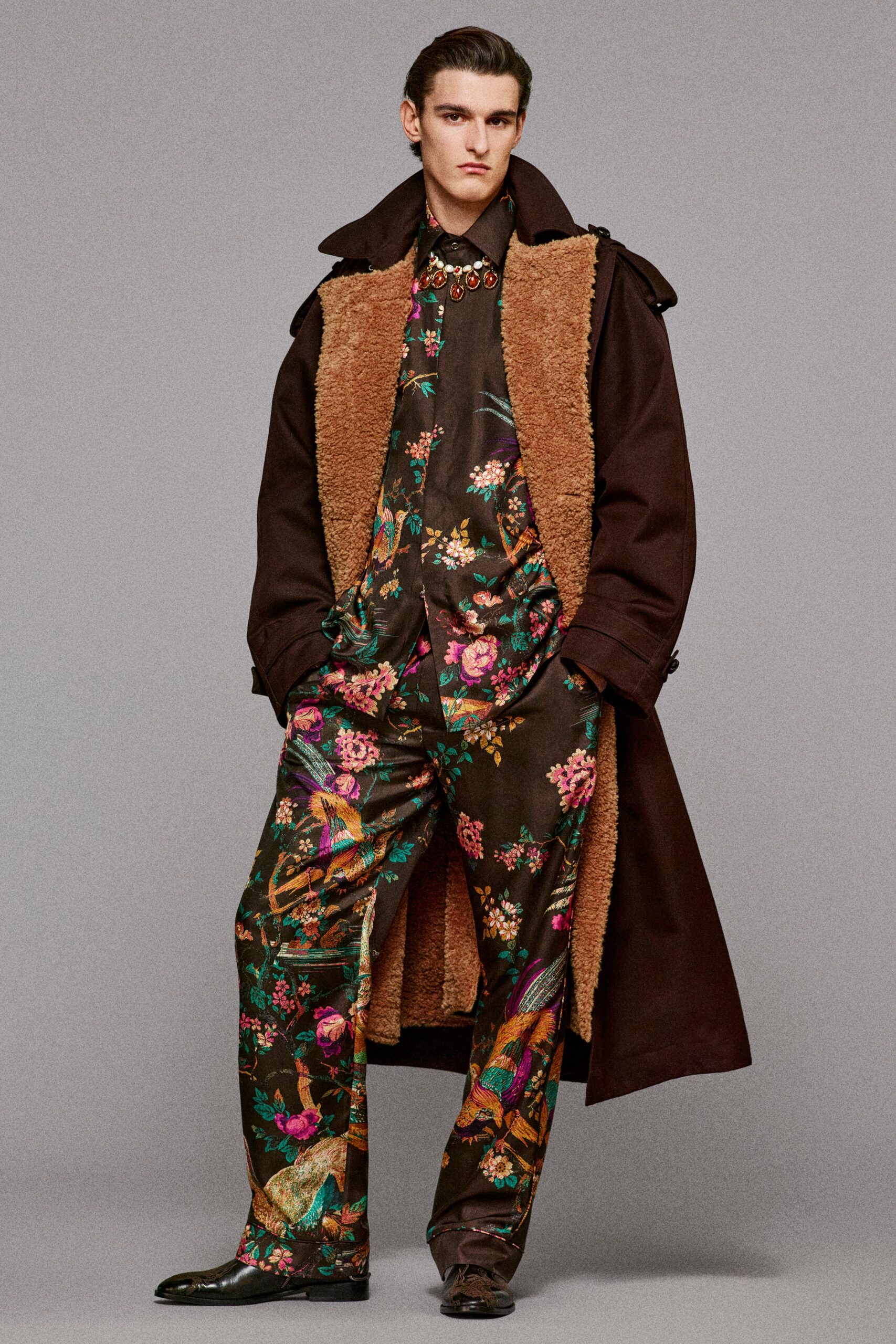 brown cotton relaxed flared pants