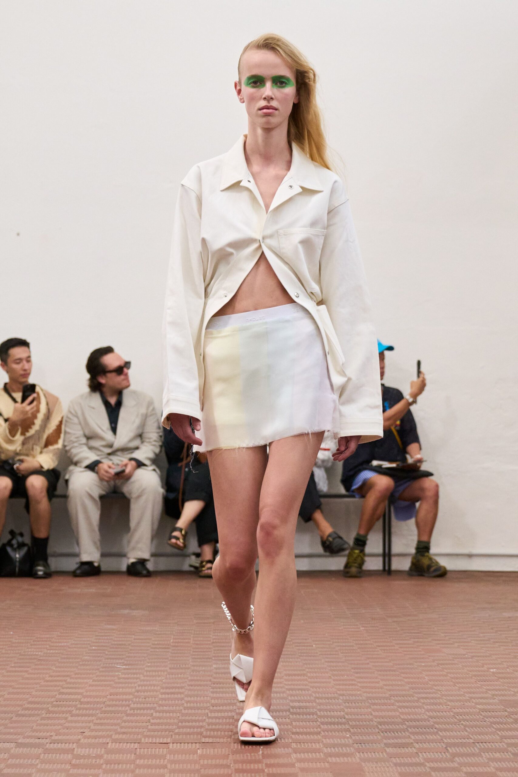 multi silk fitted fringed mini skirt