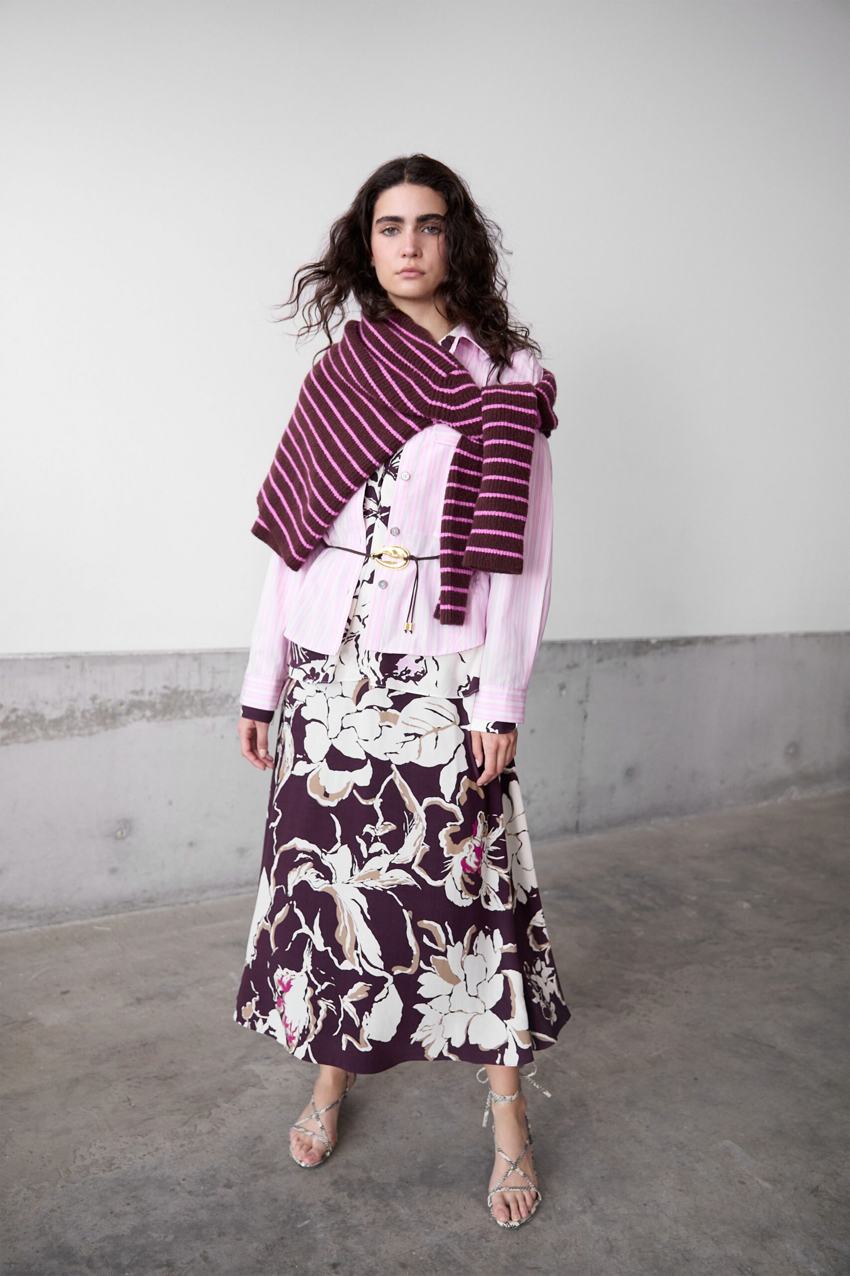 purple cotton relaxed striped sweater