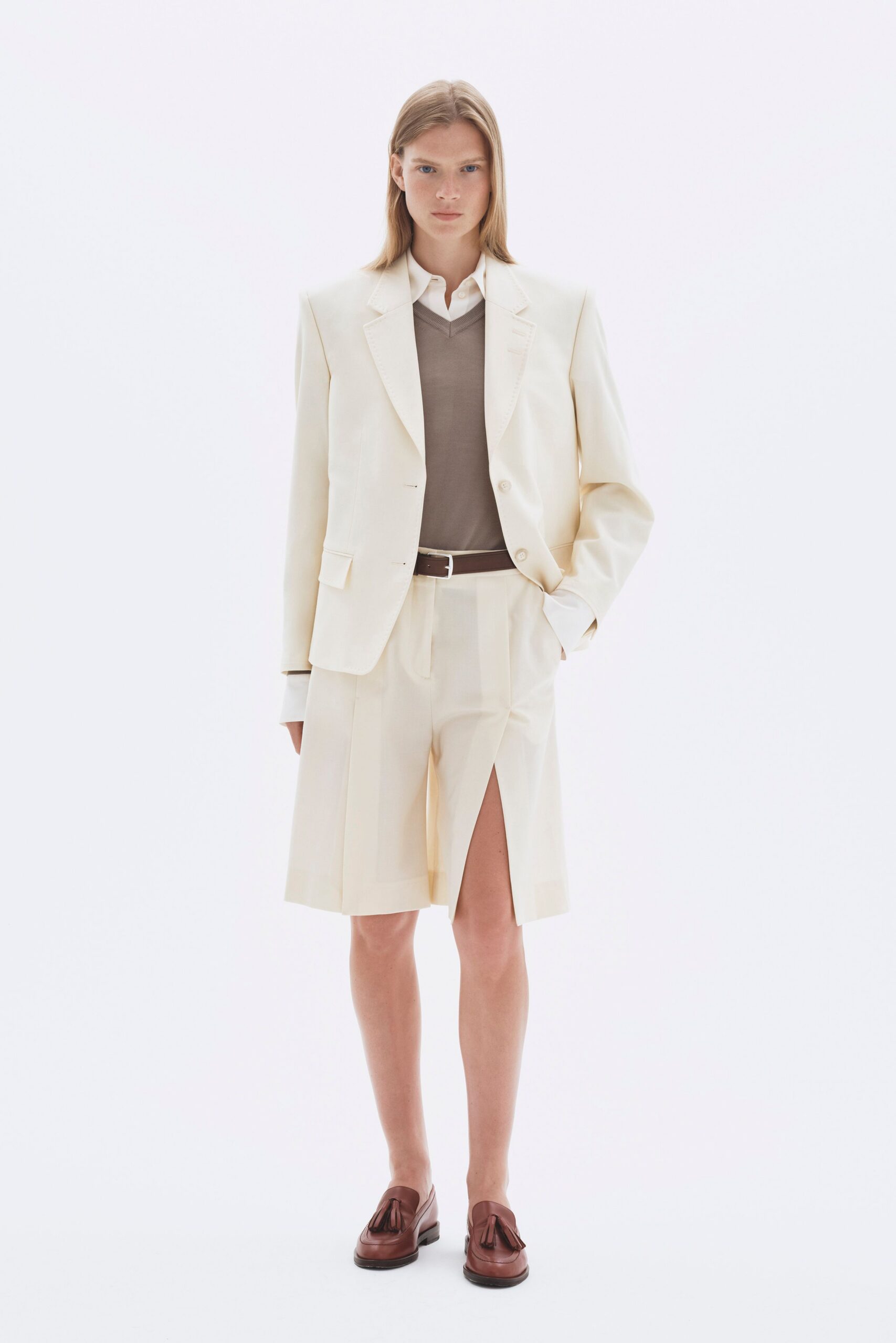 ivory leather belt