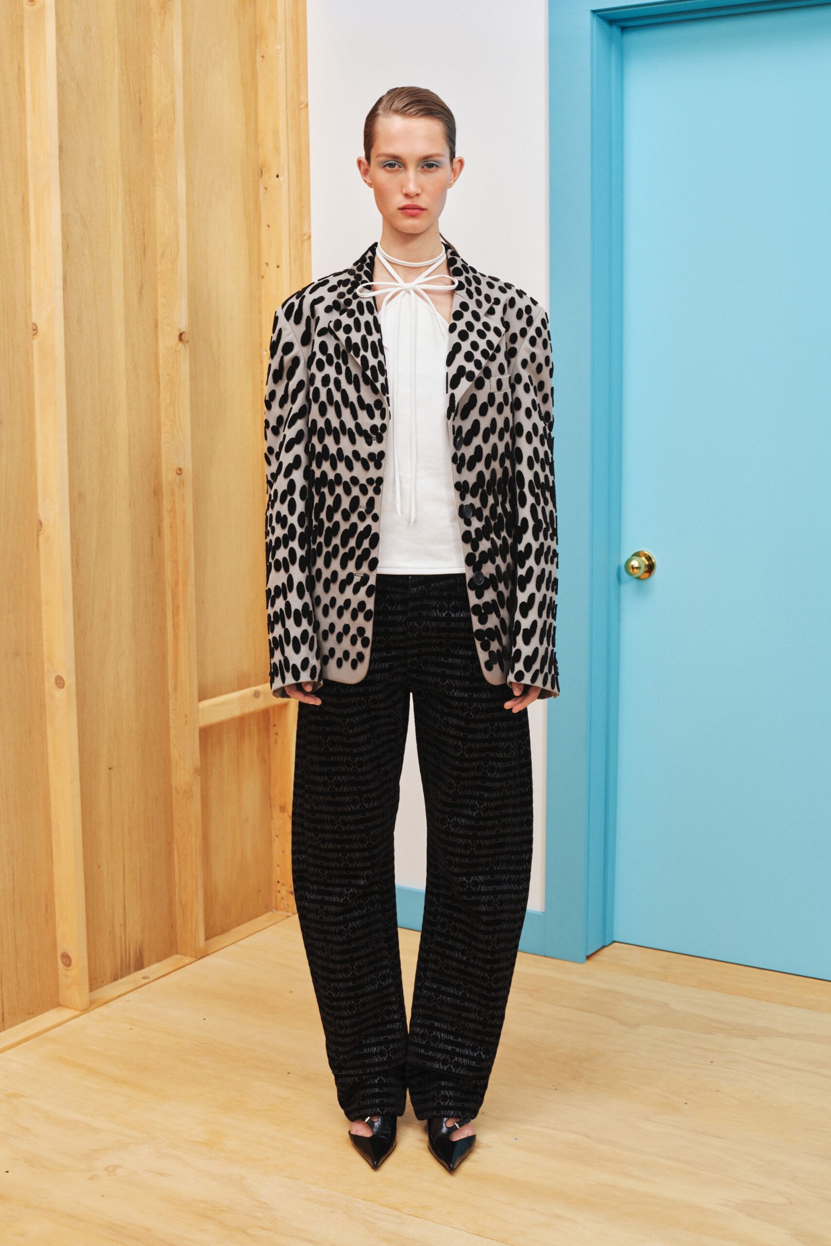 gray animal-print velvet blazer
