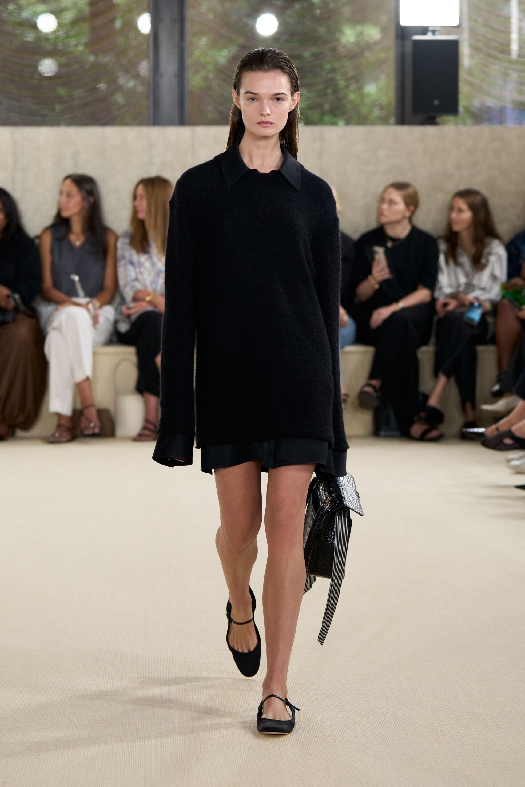 black oversized sweater with shorts