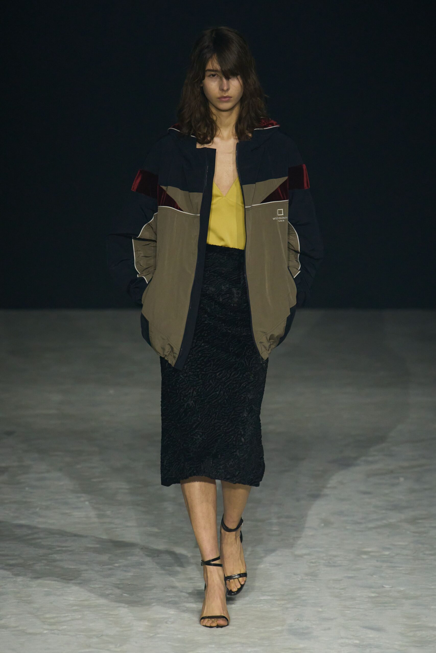 color-blocked jacket with fitted top