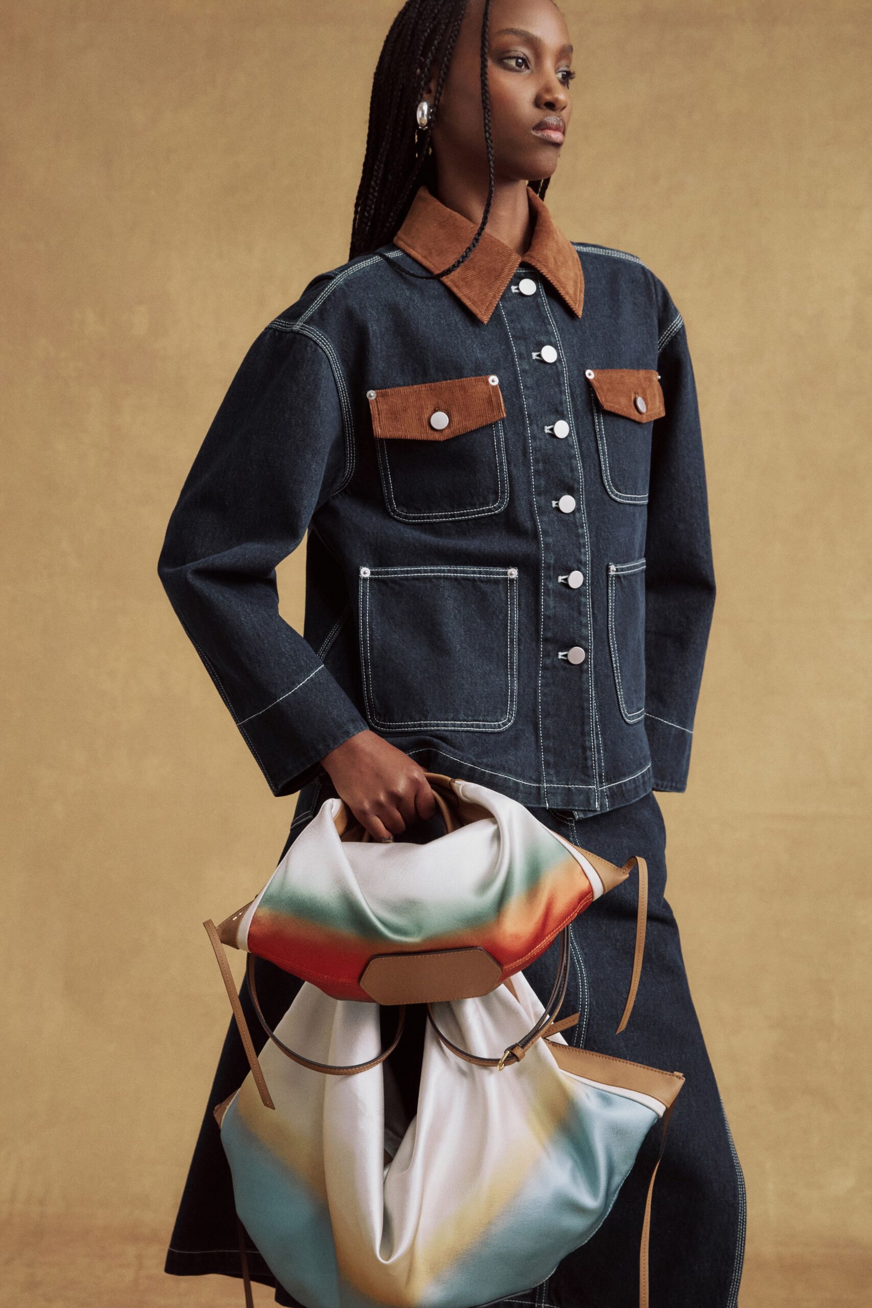 blue denim jacket and skirt